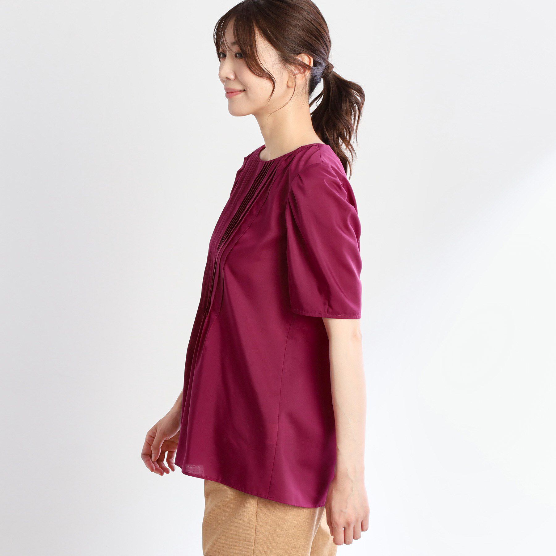 Reflect「【すっきり見え！長め丈】ピンタックデザインチュニックブラウス」|シャツ・ブラウス|