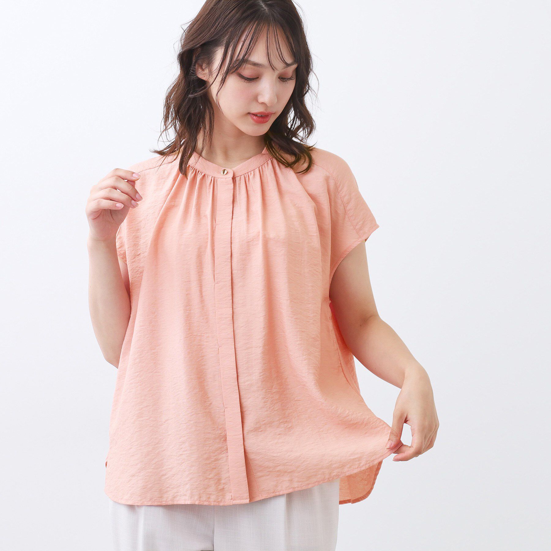 Reflect「【二の腕さりげなくカバー】バンドカラーブラウス」|シャツ・ブラウス|