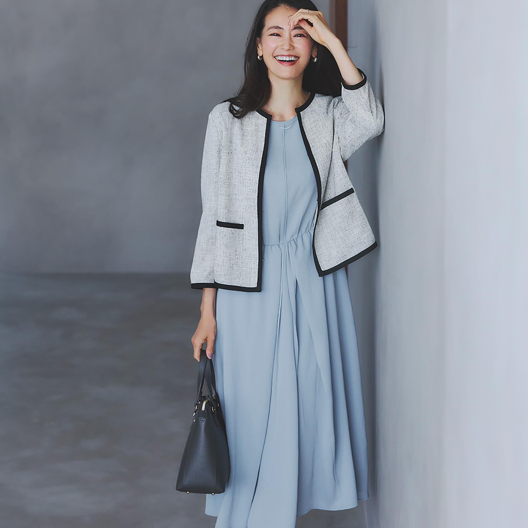 Reflect「【軽い着心地】メッシュツイードジャケット」|ノーカラージャケット|