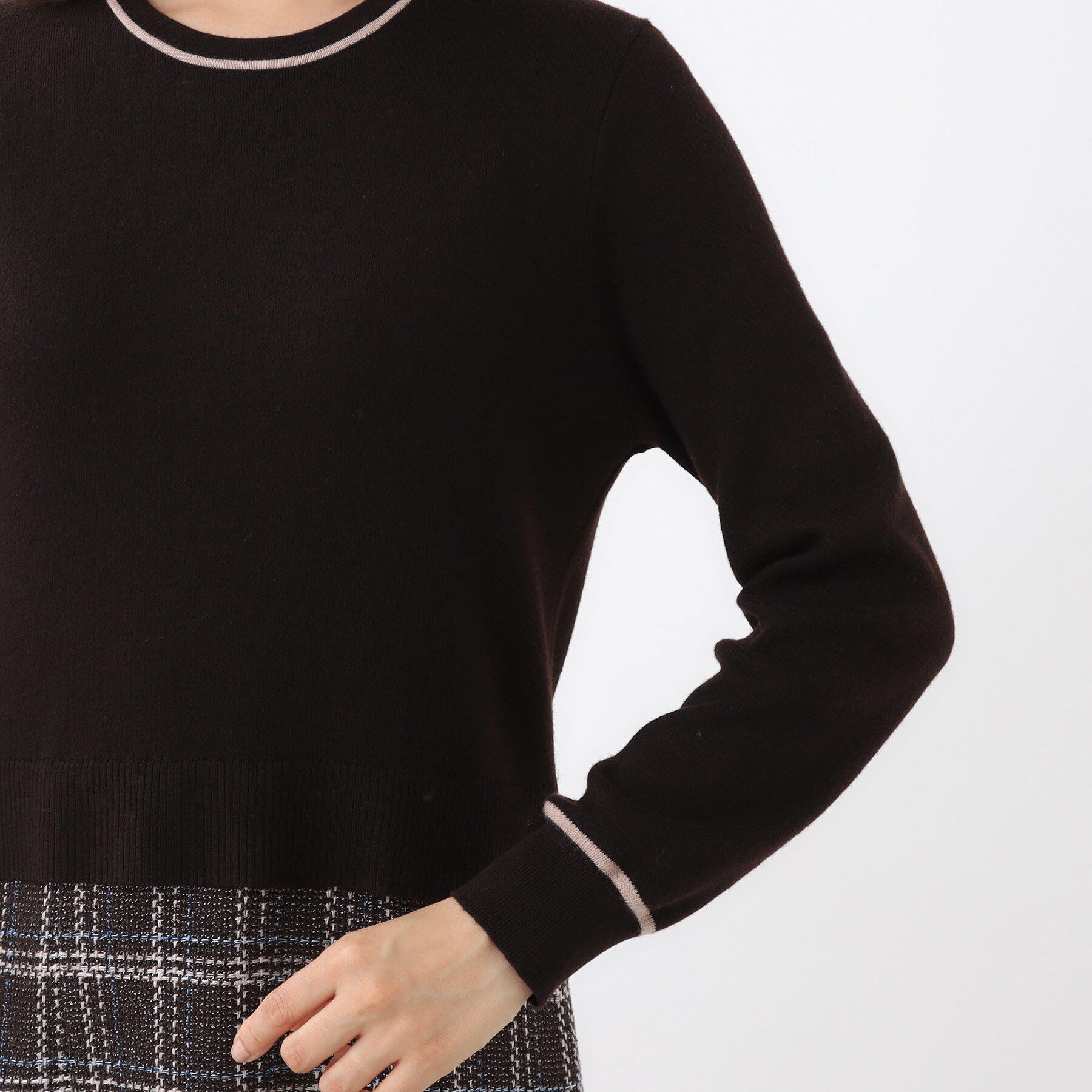 Reflect「【コートインでもすっきり◎】チェック柄ニットドッキングワンピース」|ワンピース|