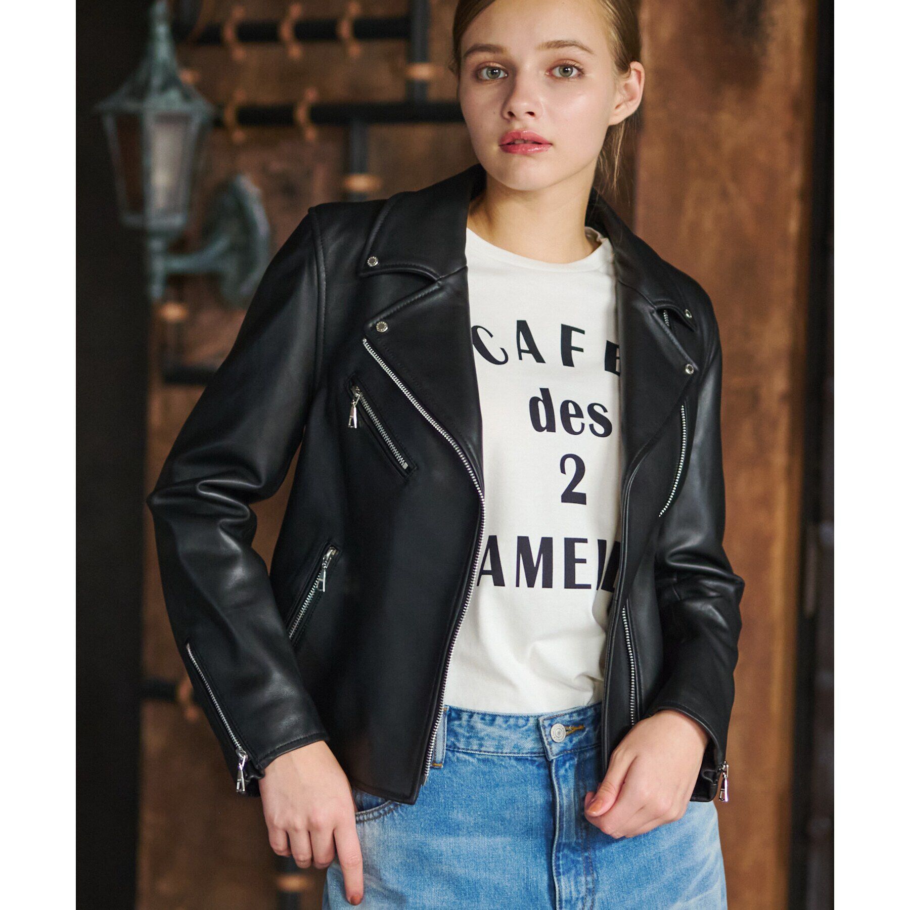 DRESSTERIOR「【本革】ラムレザーライダースジャケット」|ライダースジャケット|