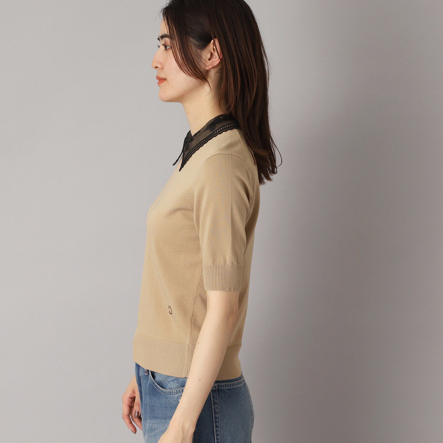 DRESSTERIOR「【洗える／2WAY】エンブロイダリーカラーニット」|ニット・セーター|