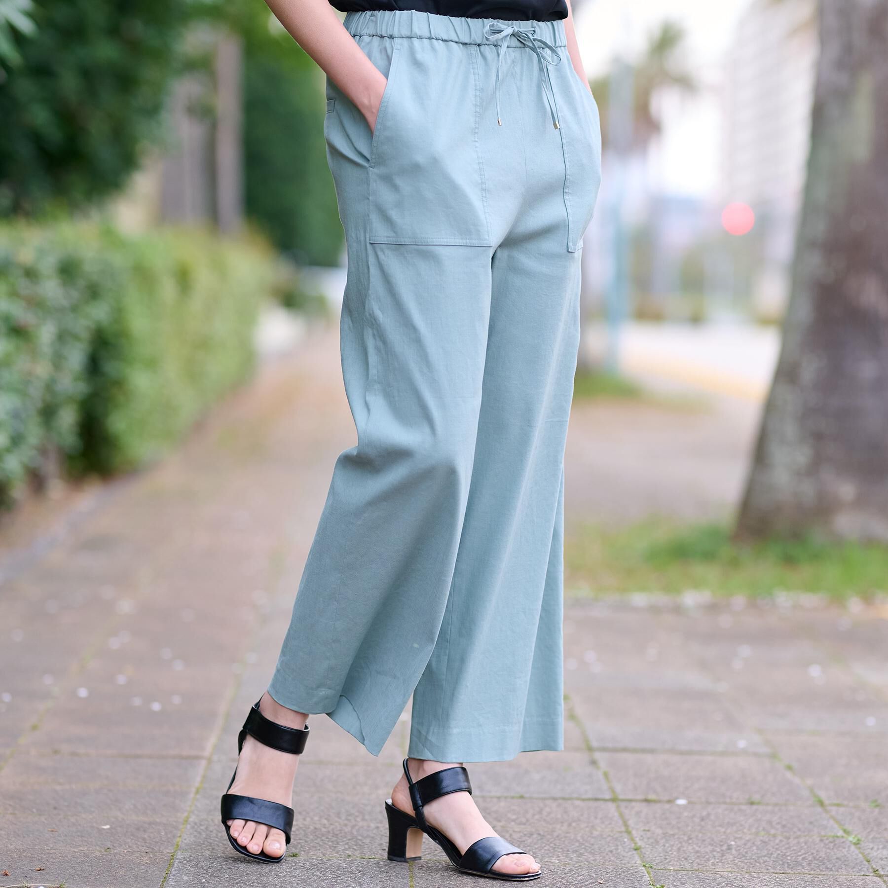 DRESSTERIOR「【接触冷感/洗える/ウエストゴム】ウォッシャブルリネンイージーワイドパンツ」|その他|