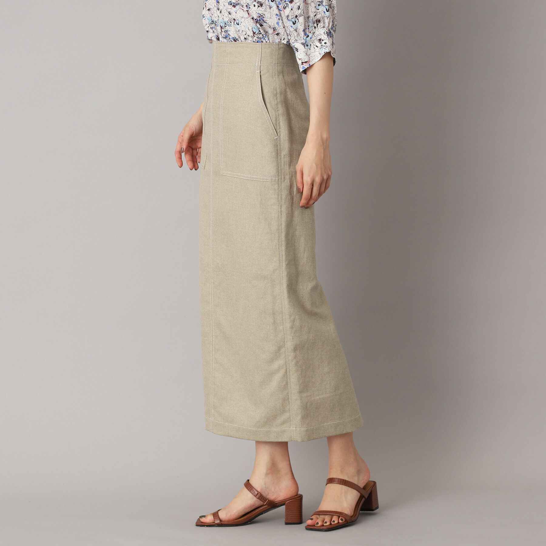 DRESSTERIOR「【洗える/後ろウエストゴム】リネンブレンドタイトスカート」|スカート|