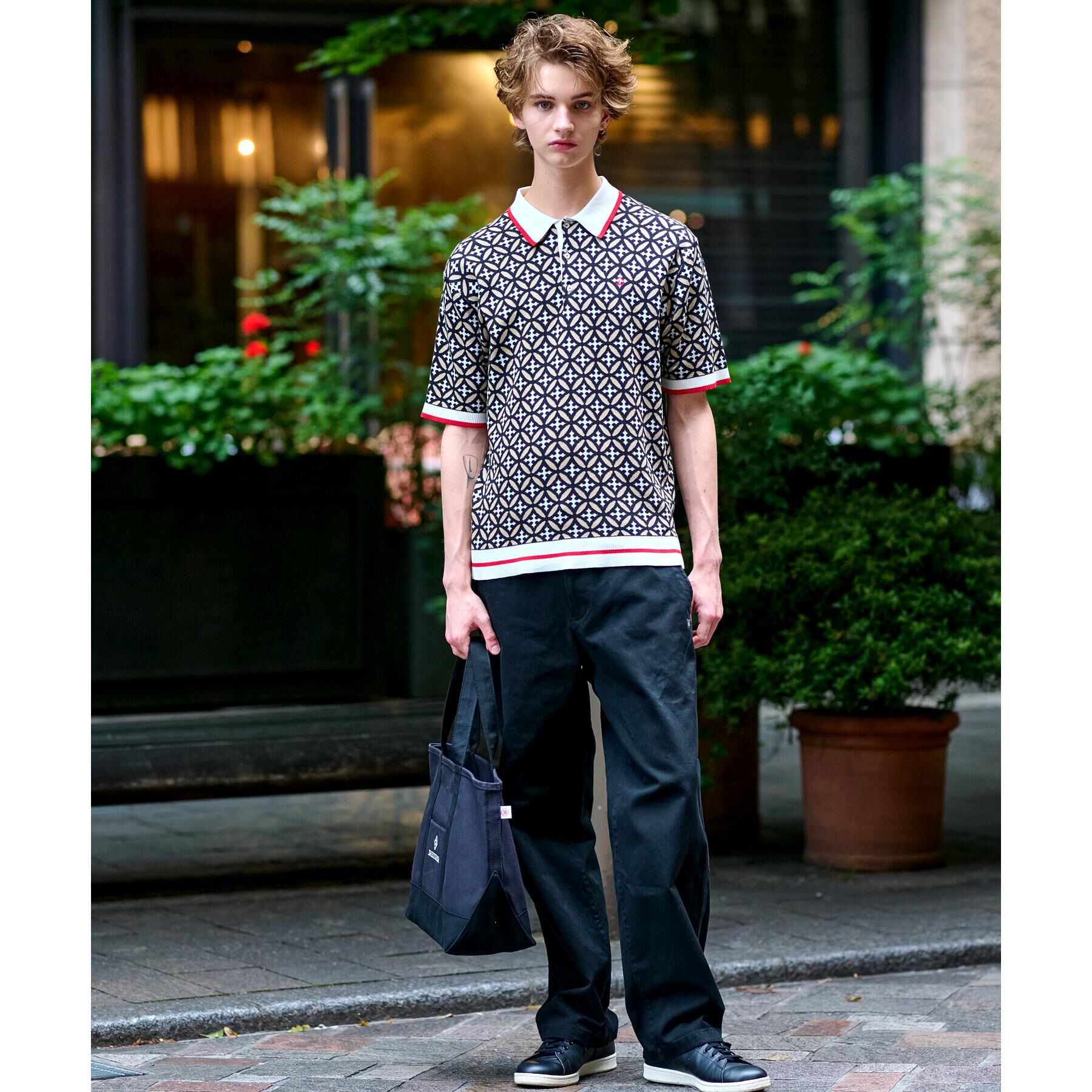 DRESSTERIOR「オーバーラップサークル ニットポロシャツ」|ニット・セーター|