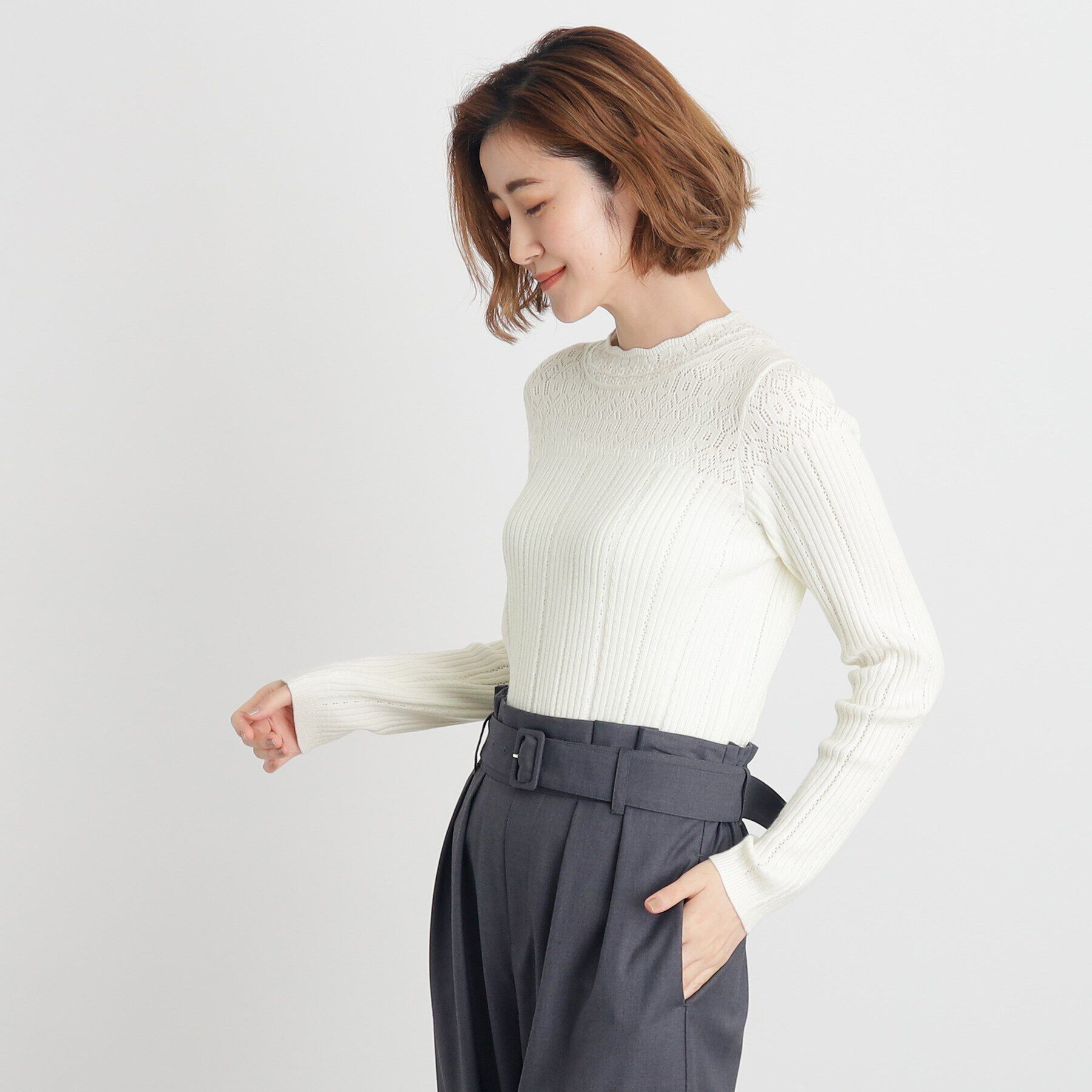 grove「レース編みリブニット」|ニット・セーター|