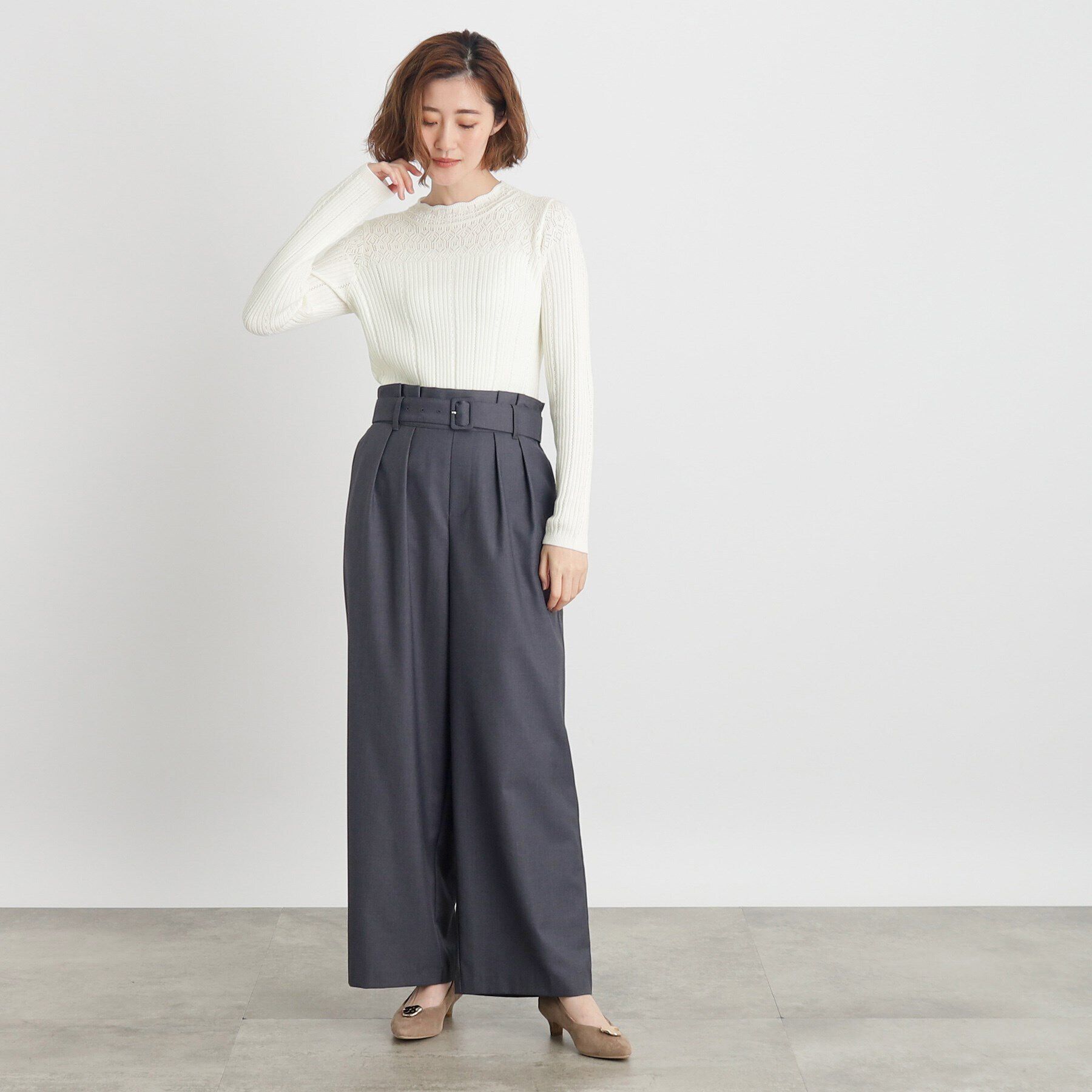 grove「レース編みリブニット」|ニット・セーター|