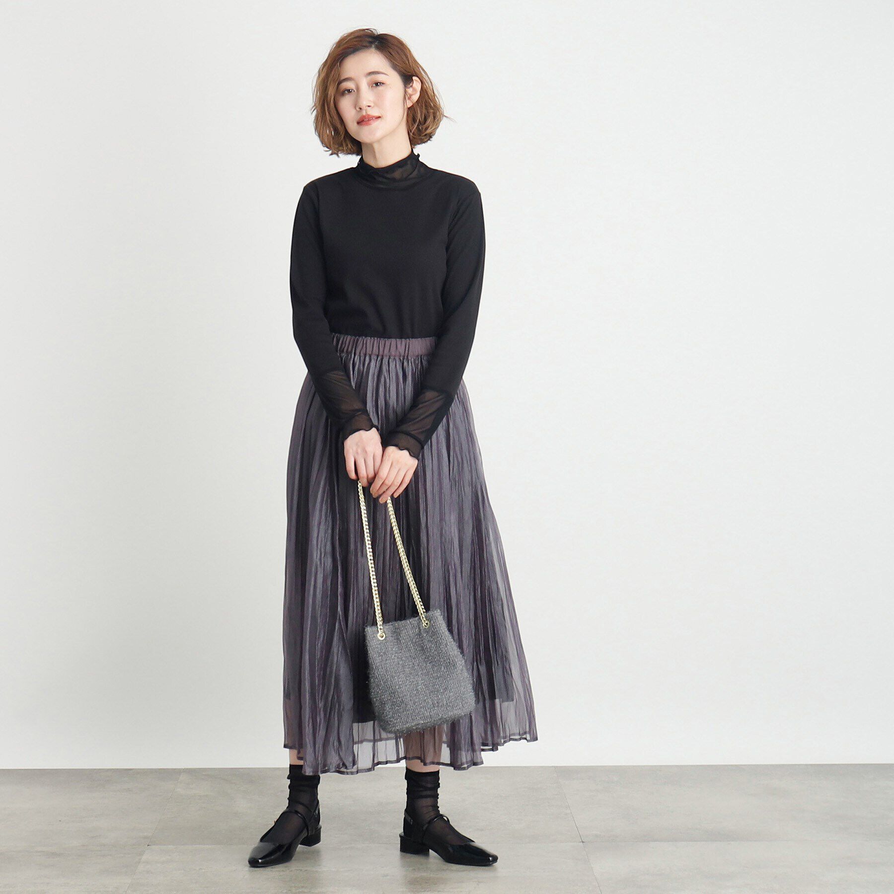 grove「【雑誌掲載】ラメニットチェーン巾着ショルダー」|ショルダー・メッセンジャー|