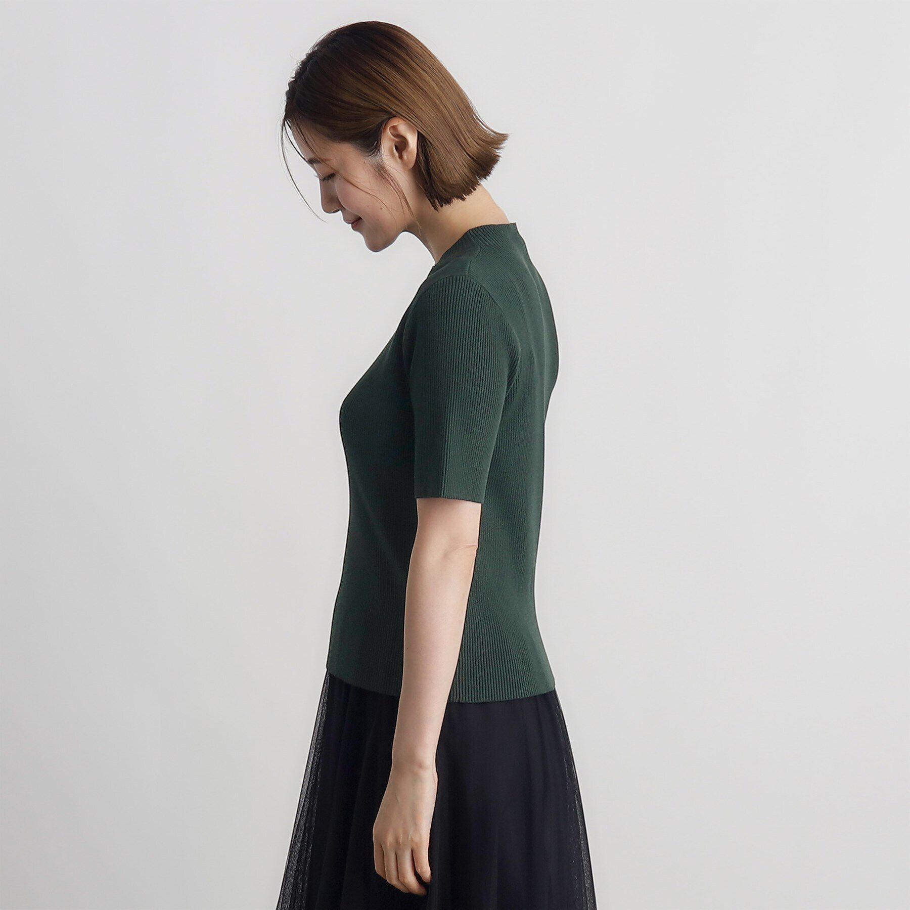 grove「RNドライタッチリブ5分袖プルオーバー」|ニット・セーター|