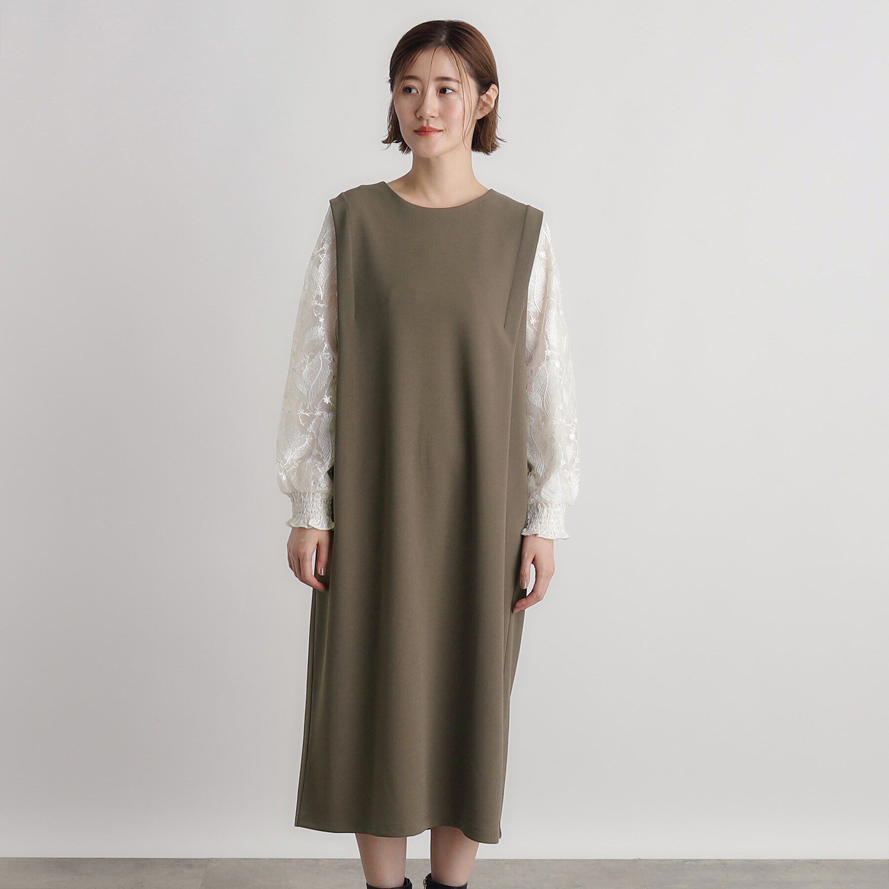 grove「袖スパンコールチュールコンビワンピース」|ワンピース|