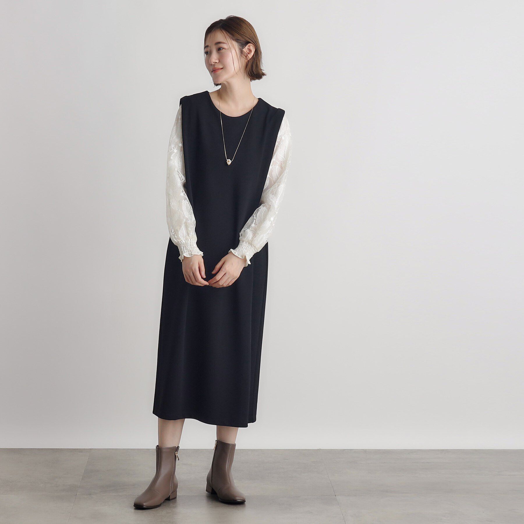 grove「袖スパンコールチュールコンビワンピース」|ワンピース|