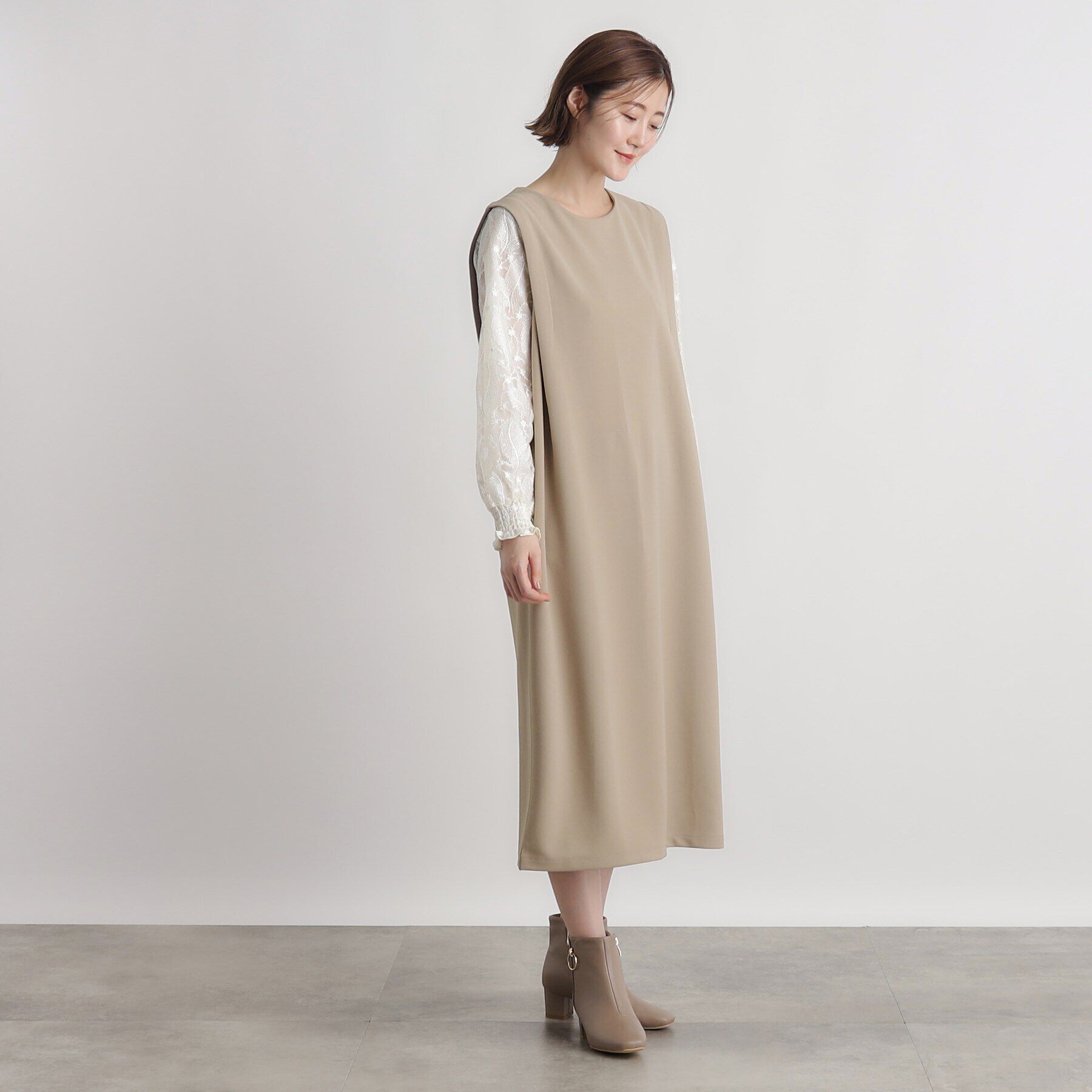 grove「袖スパンコールチュールコンビワンピース」|ワンピース|