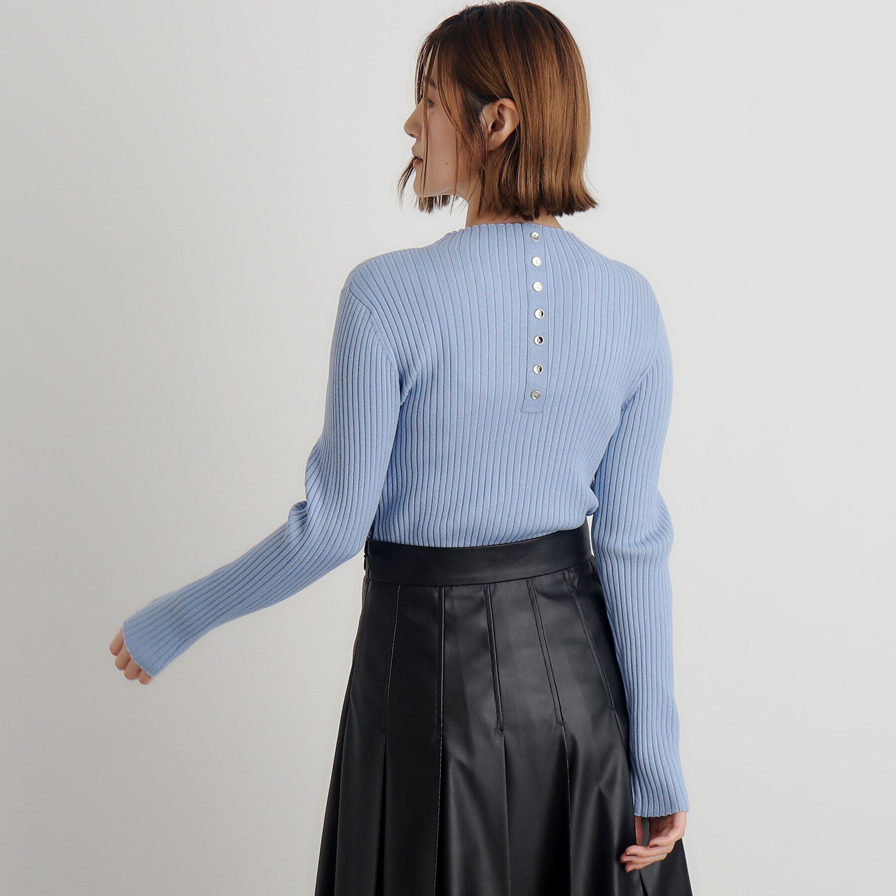 grove「バック釦ラメリブニットプルオーバー」|ニット・セーター|