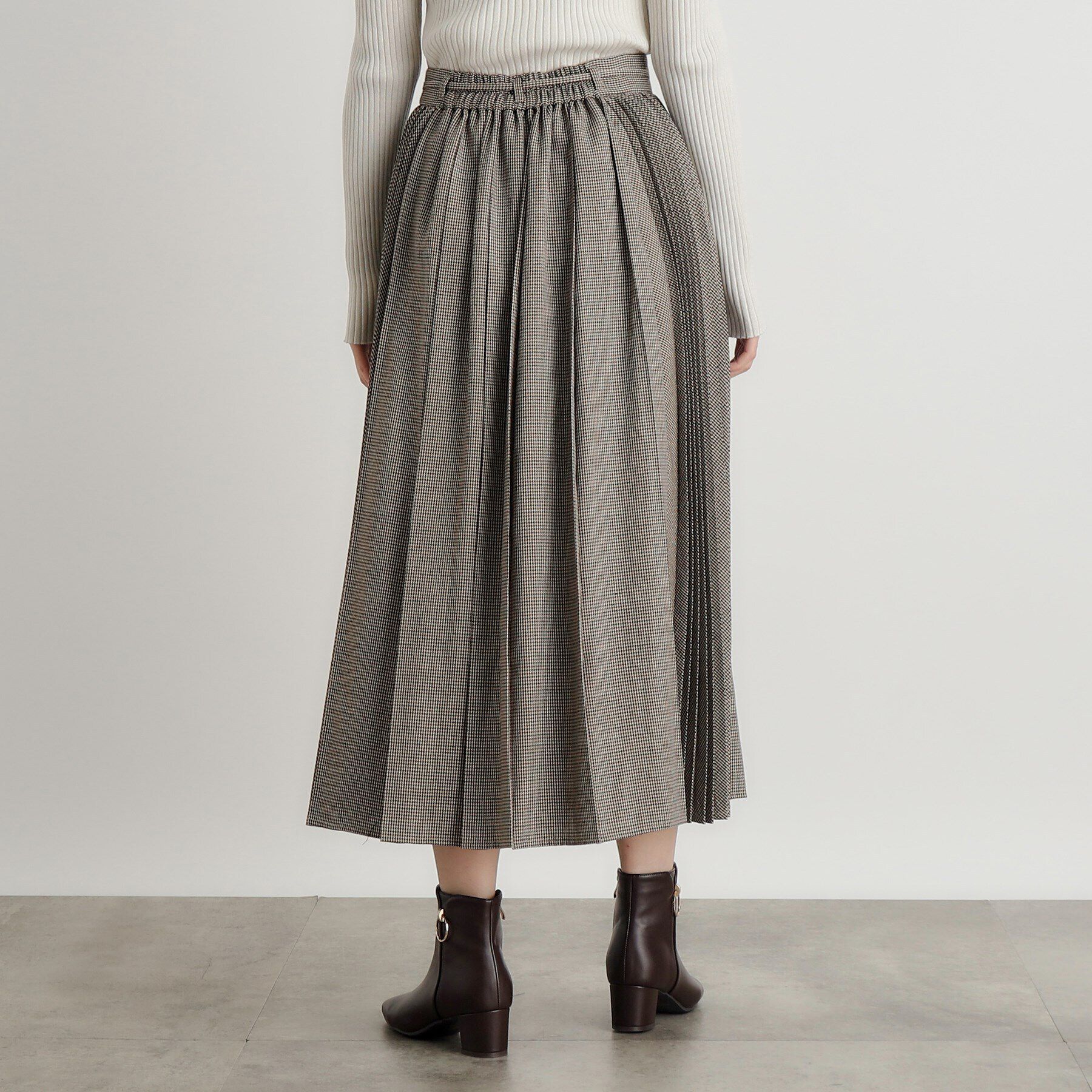 grove「ダブルプリーツチェックスカート」|スカート|