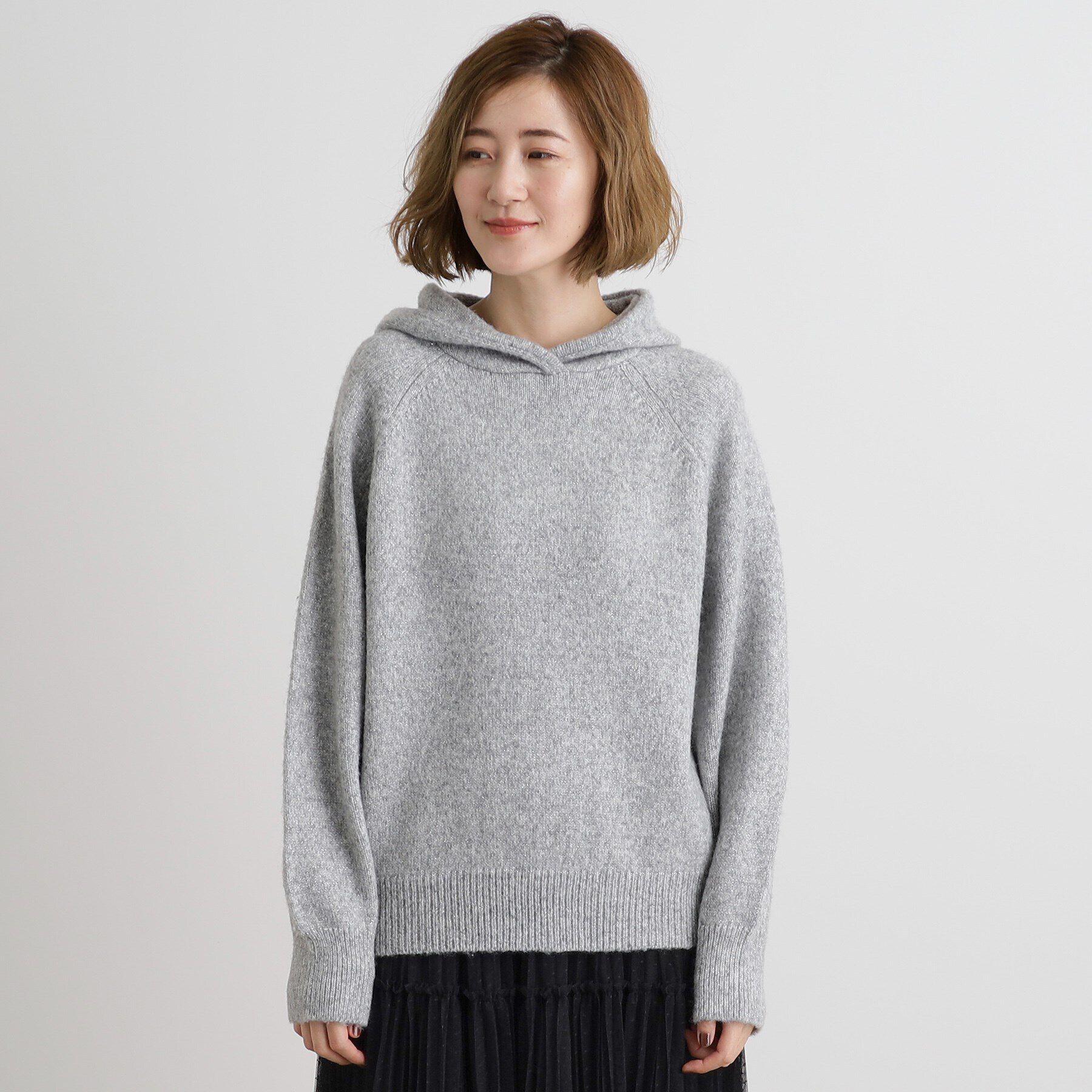 grove「杢ラメフードニットプルオーバー」|ニット・セーター|