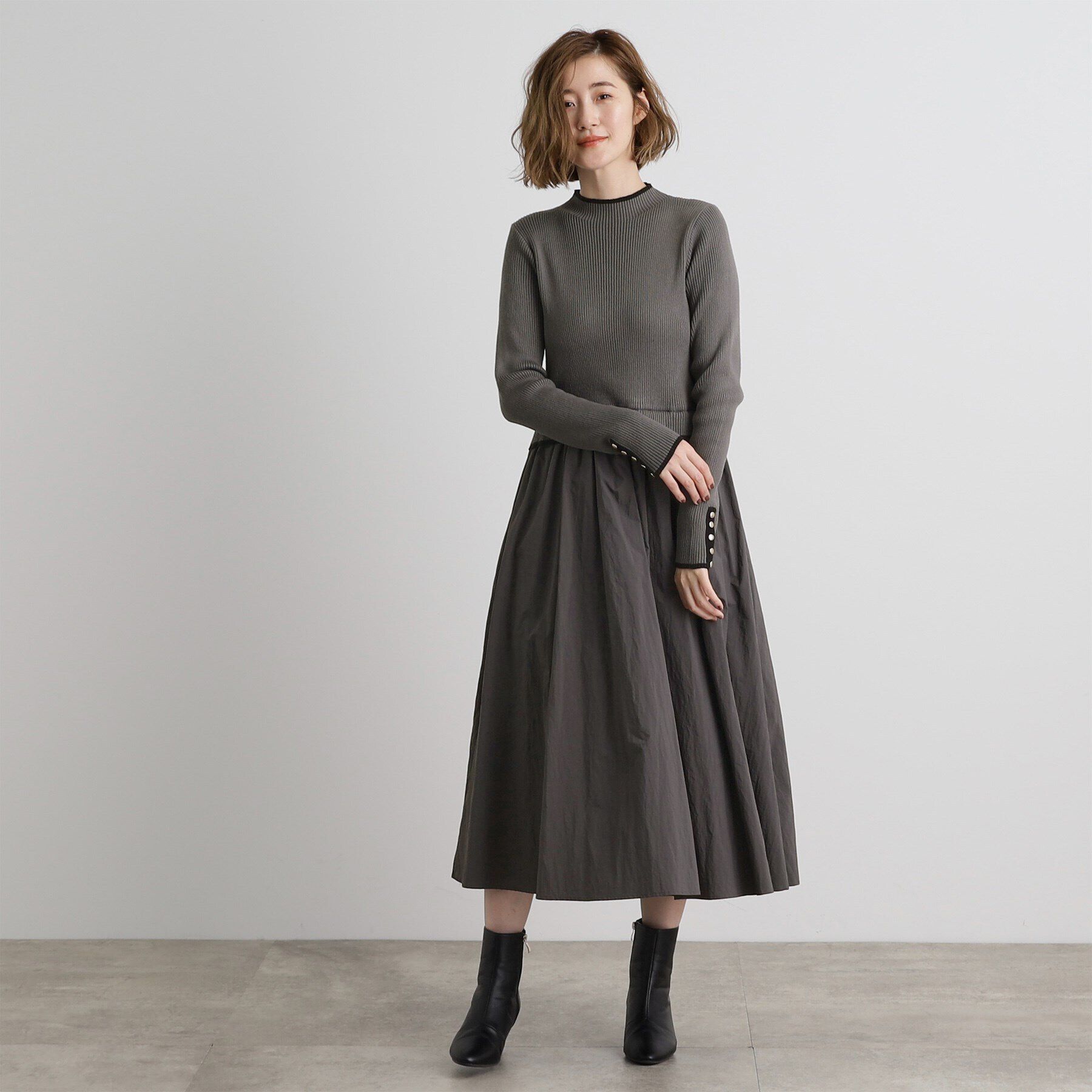 grove「配色リブニットドッキングワンピース」|ワンピース|
