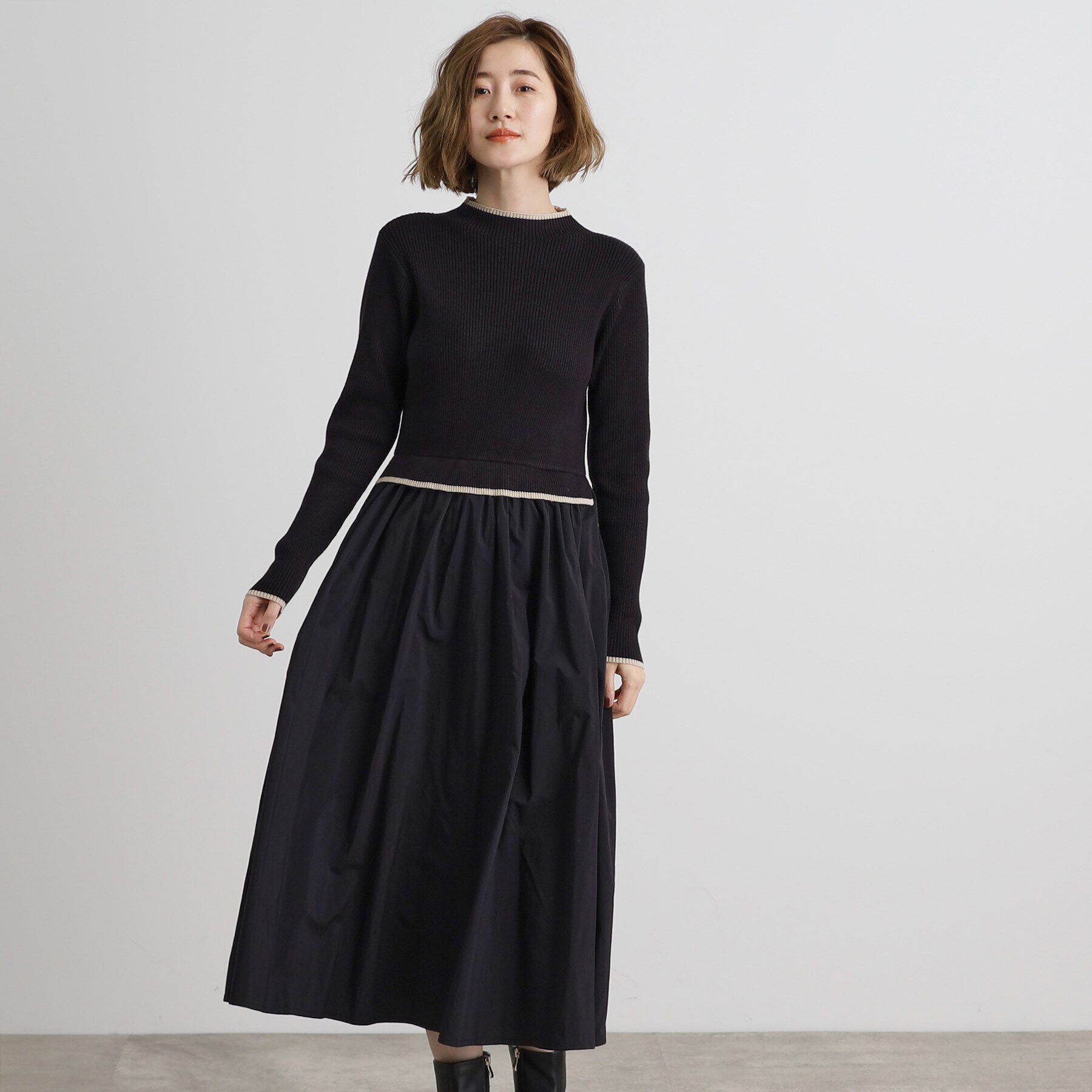 grove「配色リブニットドッキングワンピース」|ワンピース|