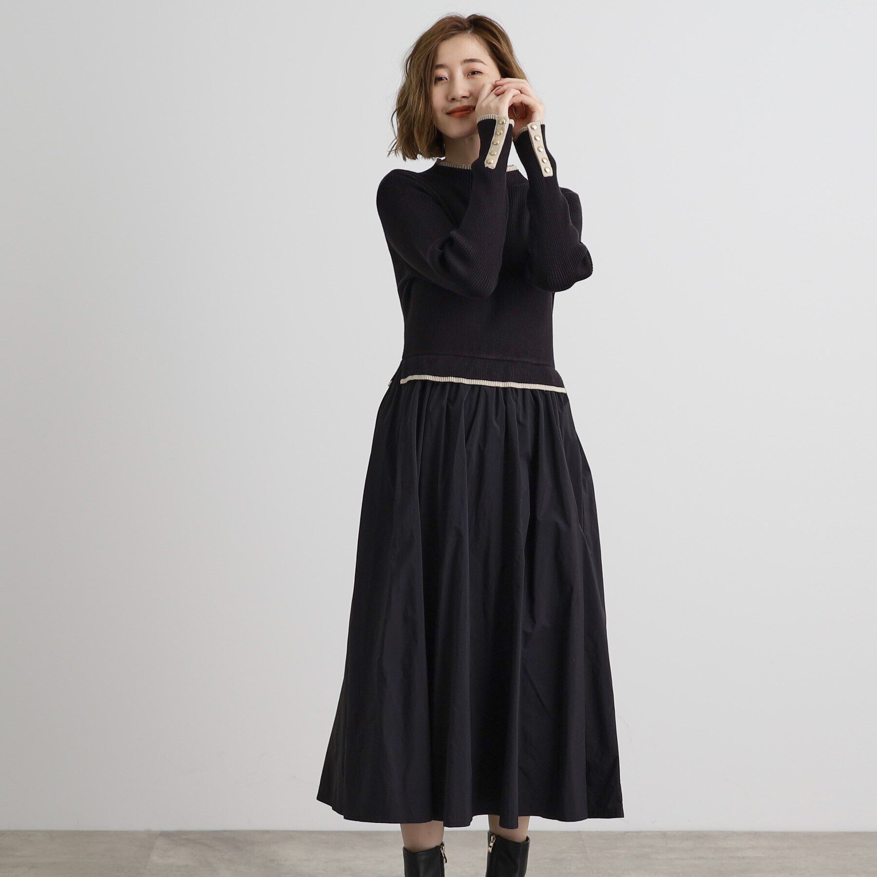 grove「配色リブニットドッキングワンピース」|ワンピース|