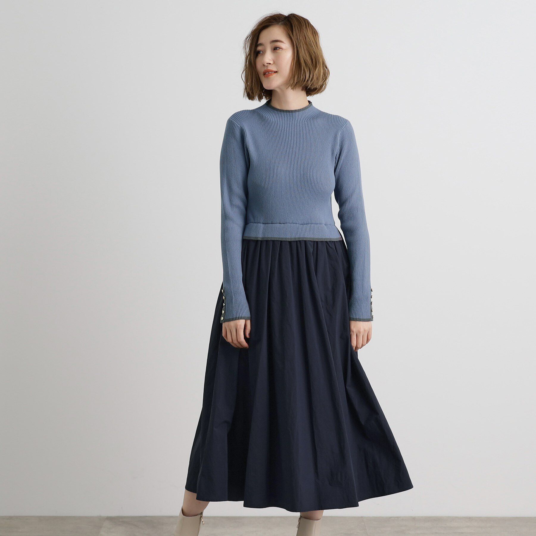 grove「配色リブニットドッキングワンピース」|ワンピース|