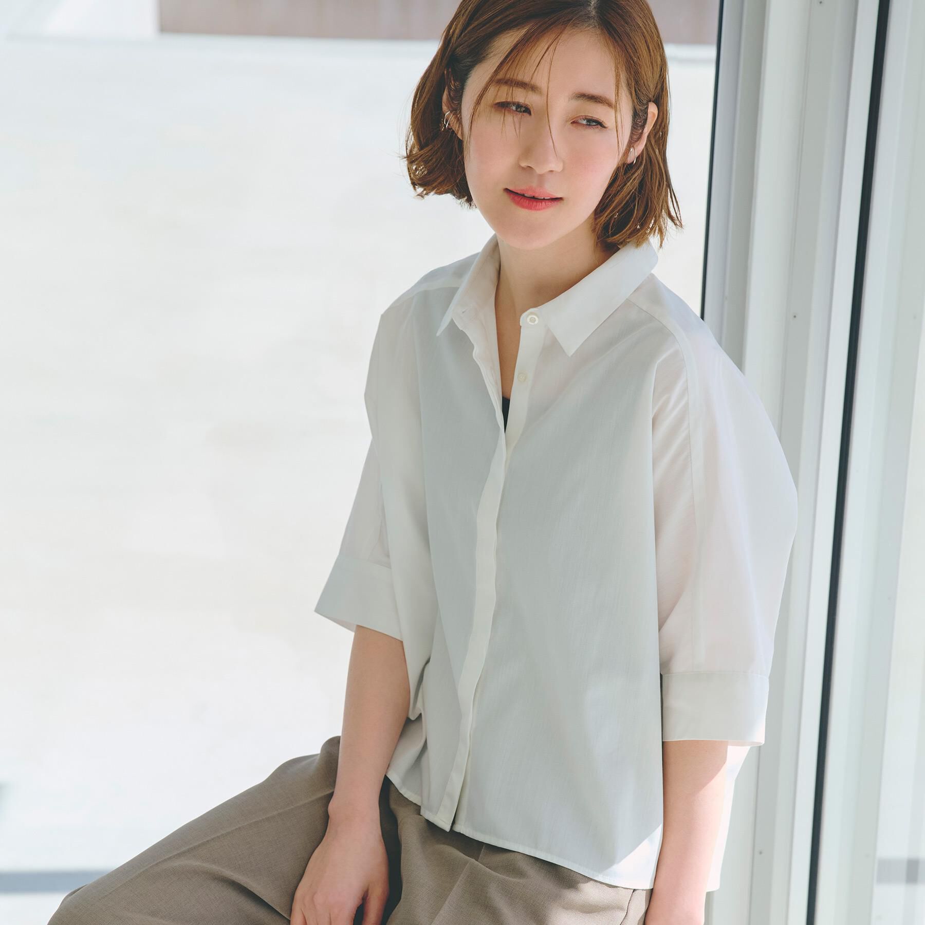 grove「【夏に嬉しい機能付き】ドルマンクロップドシャツ」|シャツ・ブラウス|オフホワイト(003