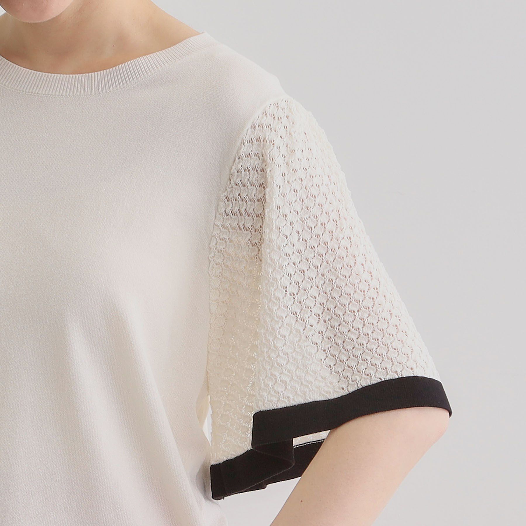 grove「袖透かし編みフレアースリーブニット」|ニット・セーター|