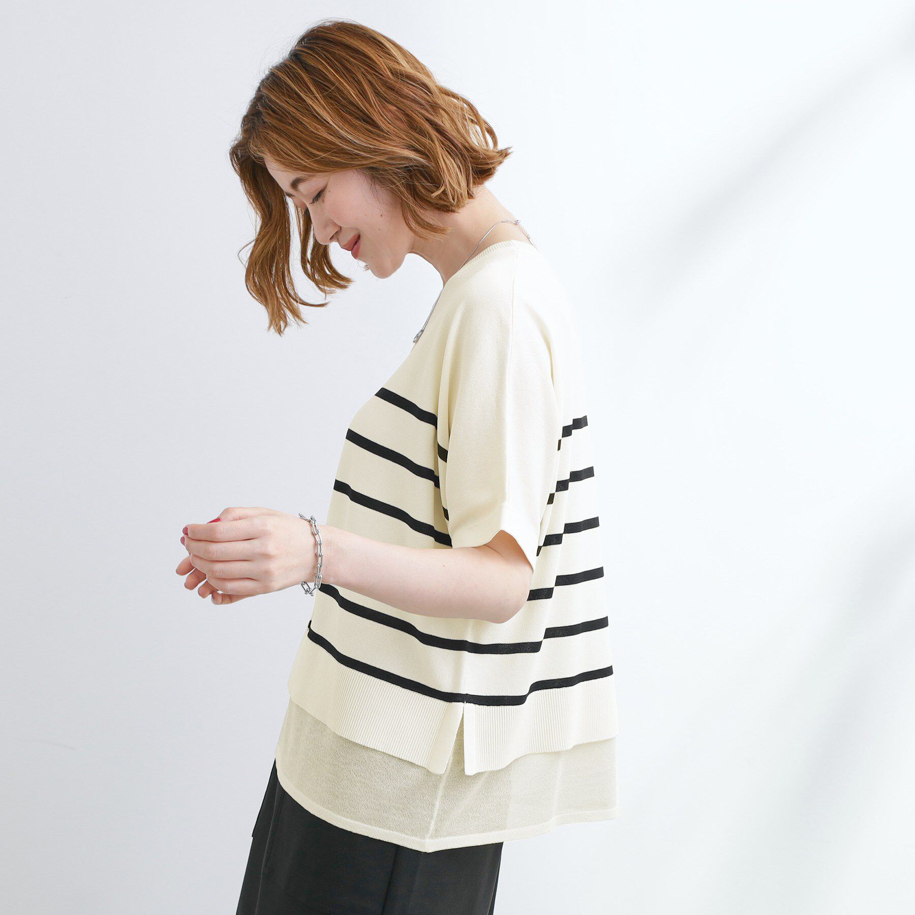 grove「【夏に嬉しい機能付き】やわらかドライタッチレイヤードライクニット」|ニット・セーター|