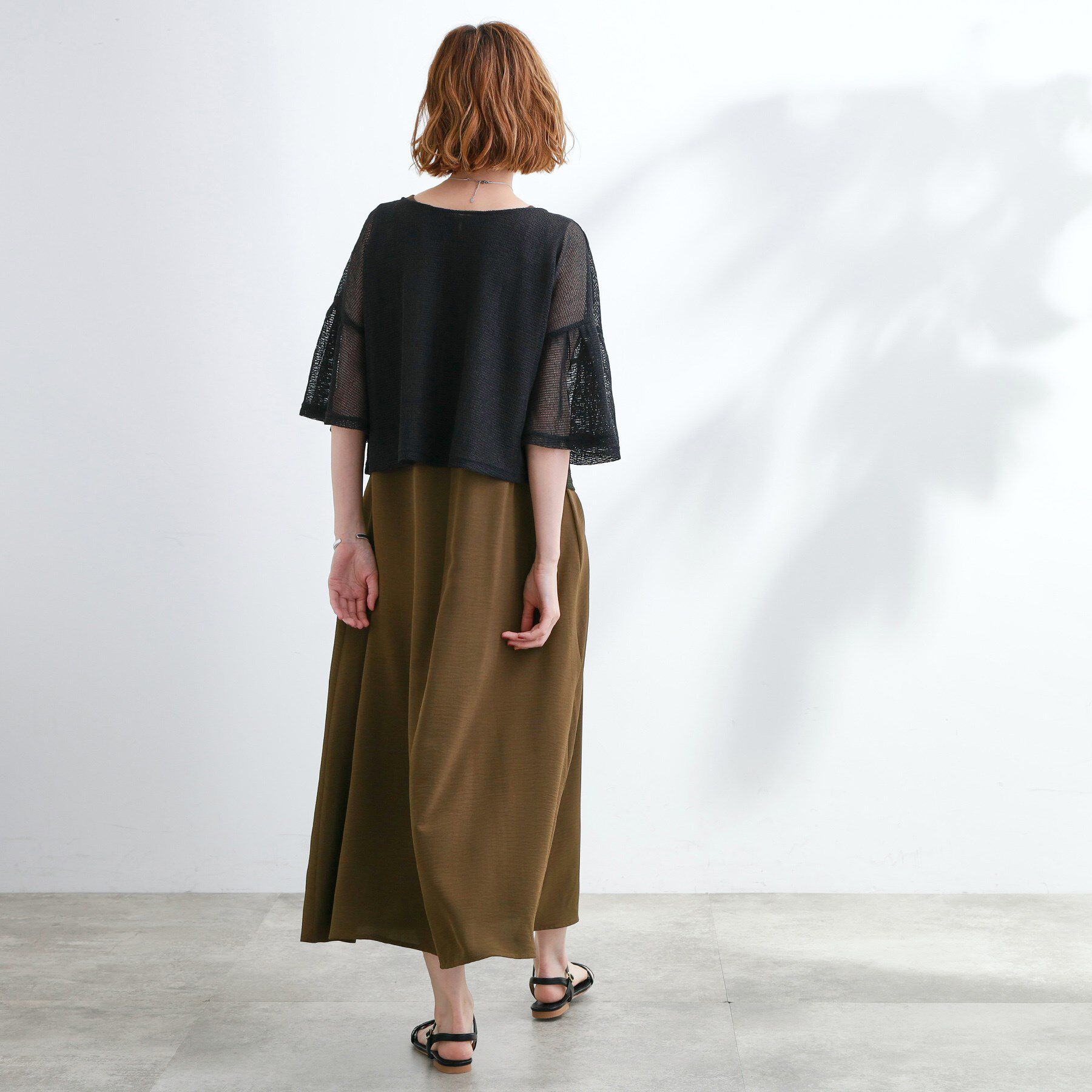 grove「着回し◎夏に嬉しいSET　メッシュブラウス&times;フレアワンピース」|ワンピース|