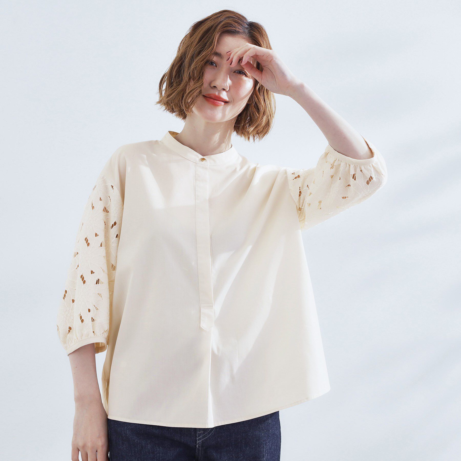 grove「【サスティナブル原料/二の腕カバー】華やか袖刺繍ブラウス」|シャツ・ブラウス|