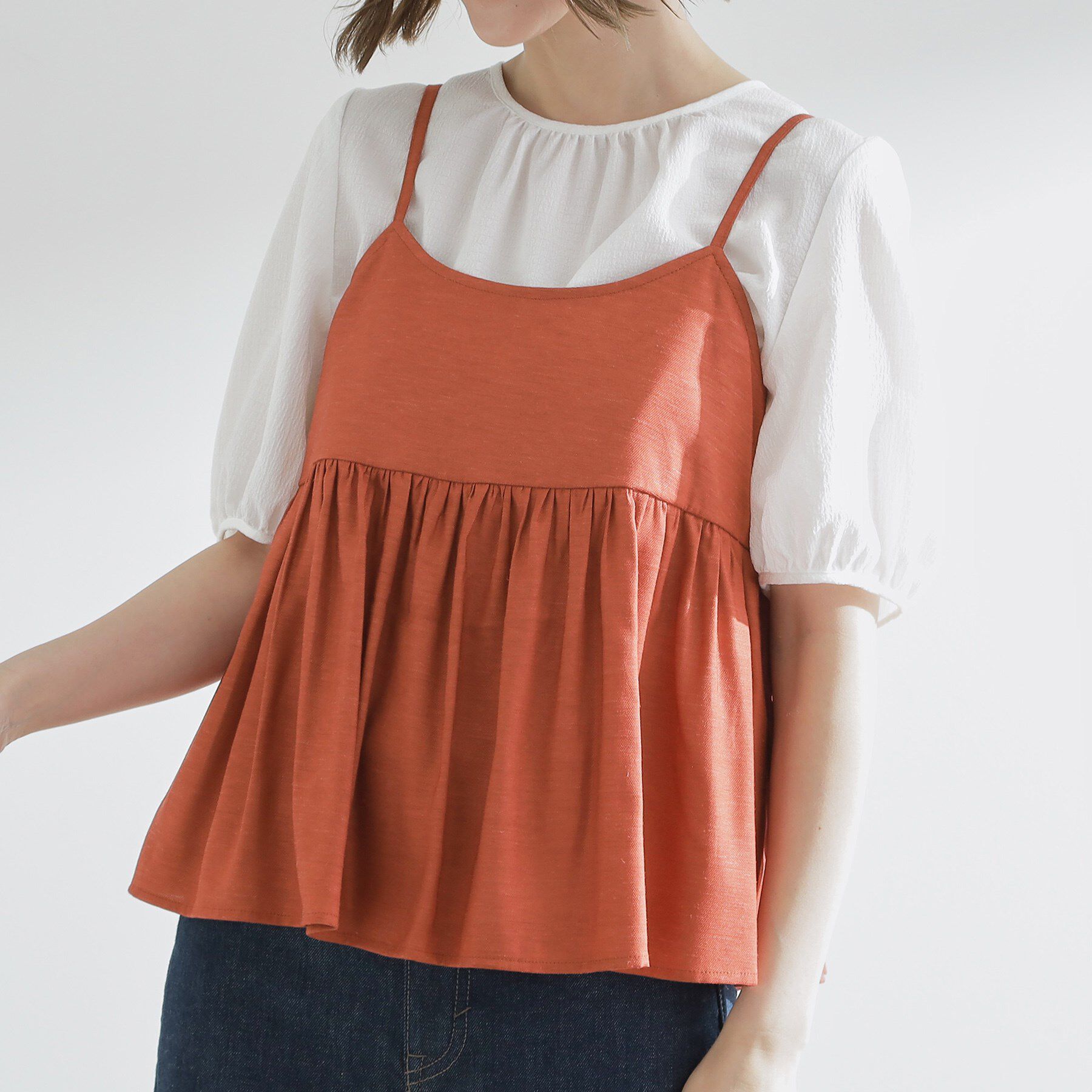 grove「【2点SET/お洒落見え/体型カバー】ツイード調キャミ&times;ブラウスセット」|シャツ・ブラウス|