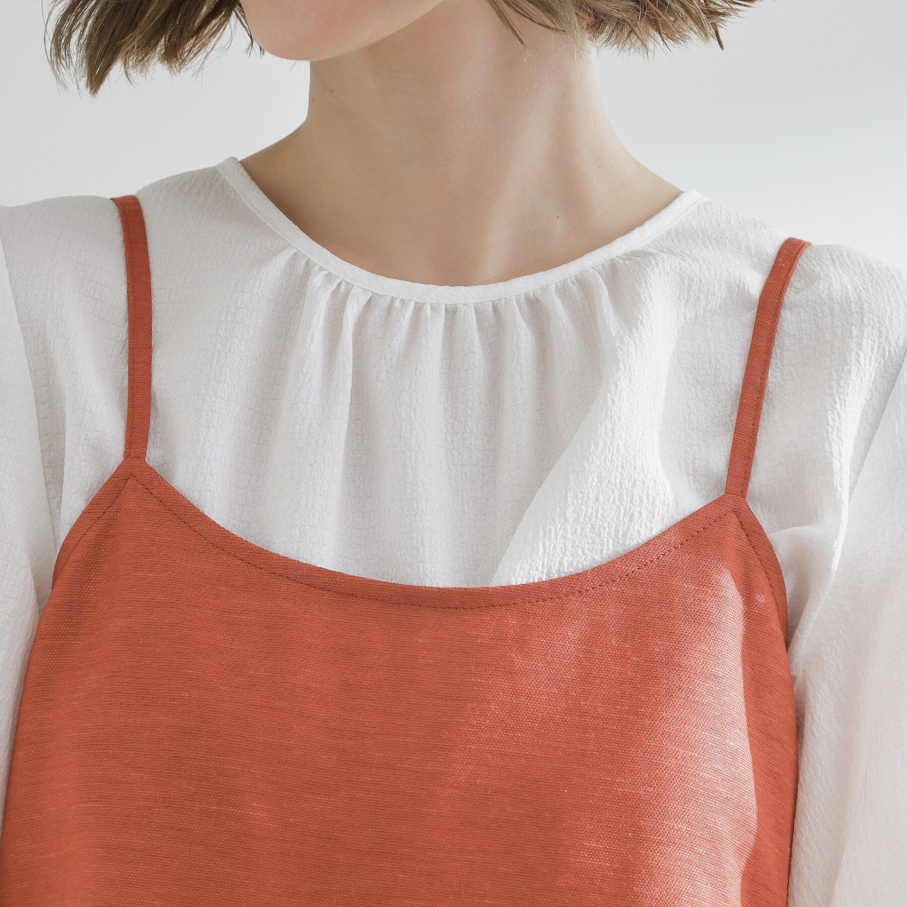 grove「【2点SET/お洒落見え/体型カバー】ツイード調キャミ&times;ブラウスセット」|シャツ・ブラウス|