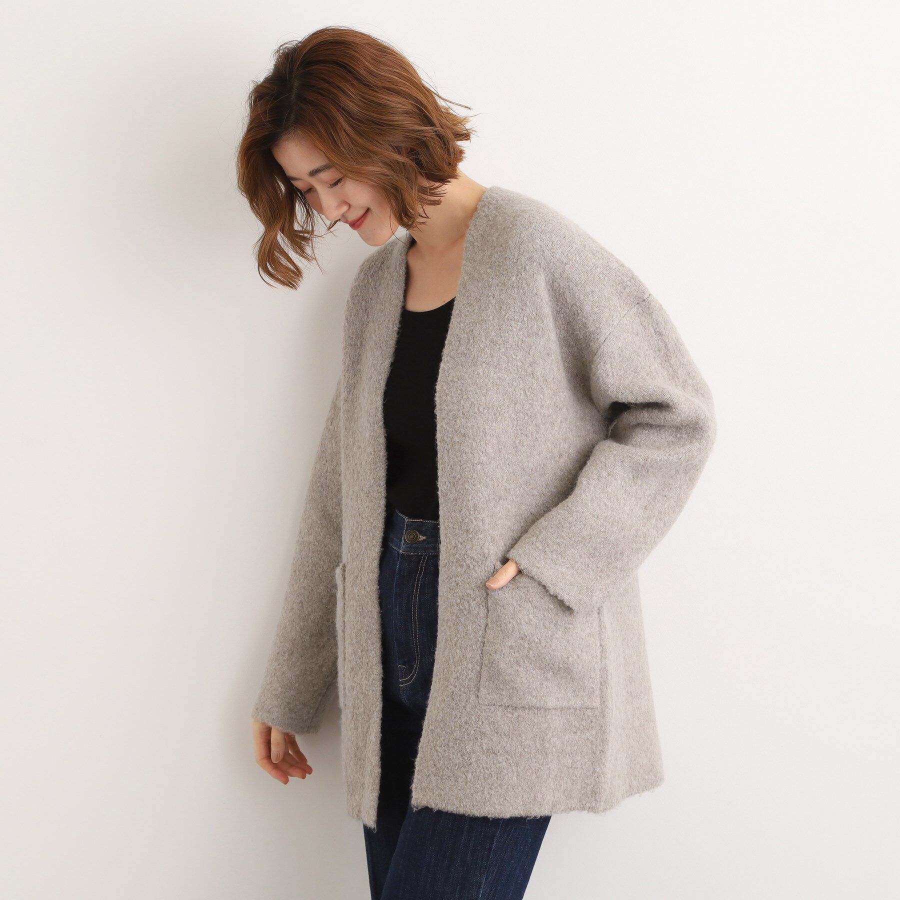 grove「軽やかに着流す　ブークレニットコーディガン」|カーディガン|