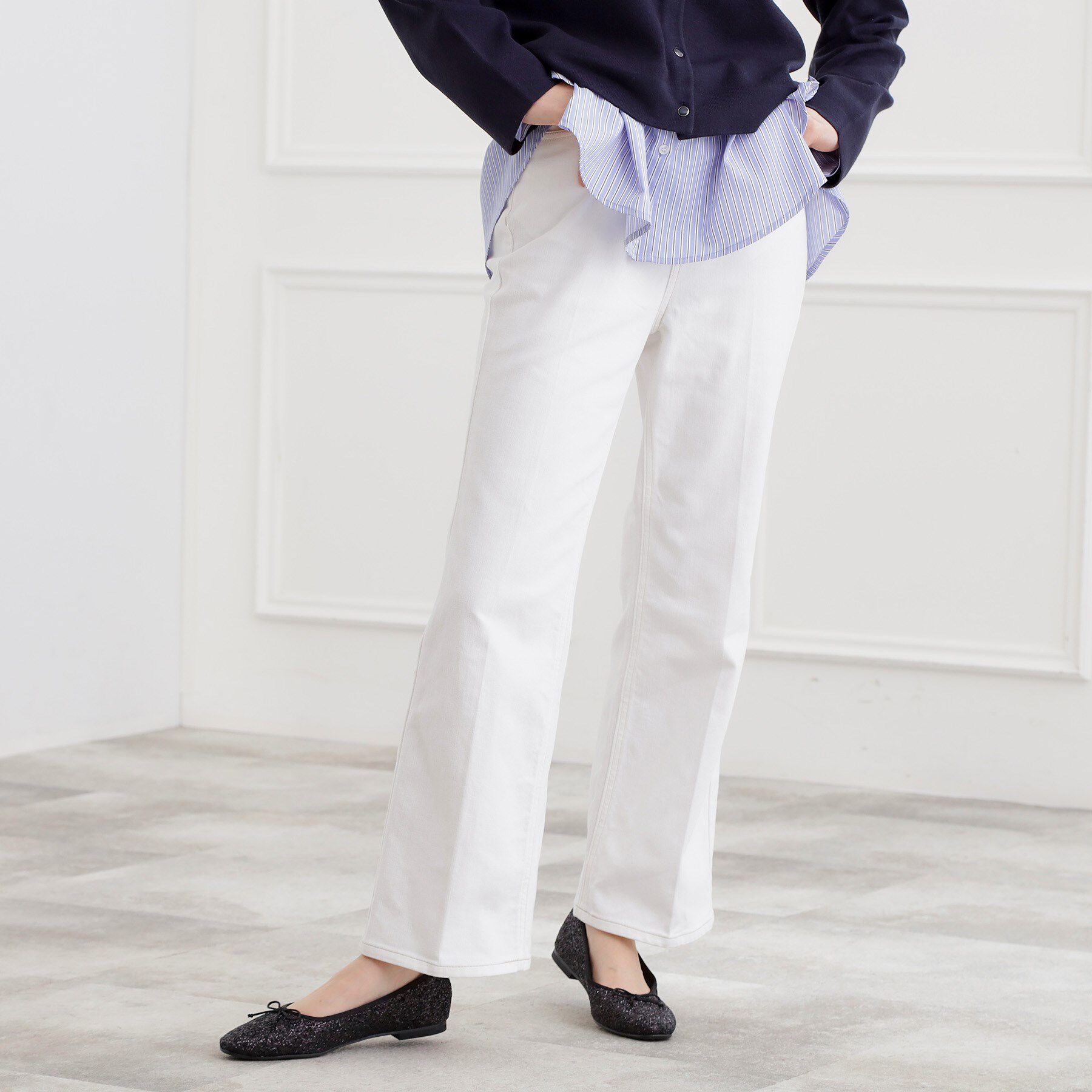 grove「【選べる着丈】美シルエットデニムソフトフレアーパンツ」|デニム|