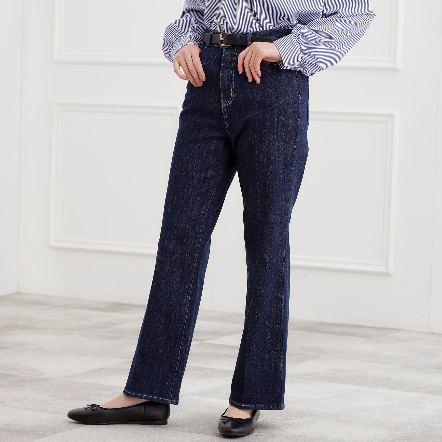 grove「【選べる着丈】美シルエットデニムソフトフレアーパンツ」|デニム|