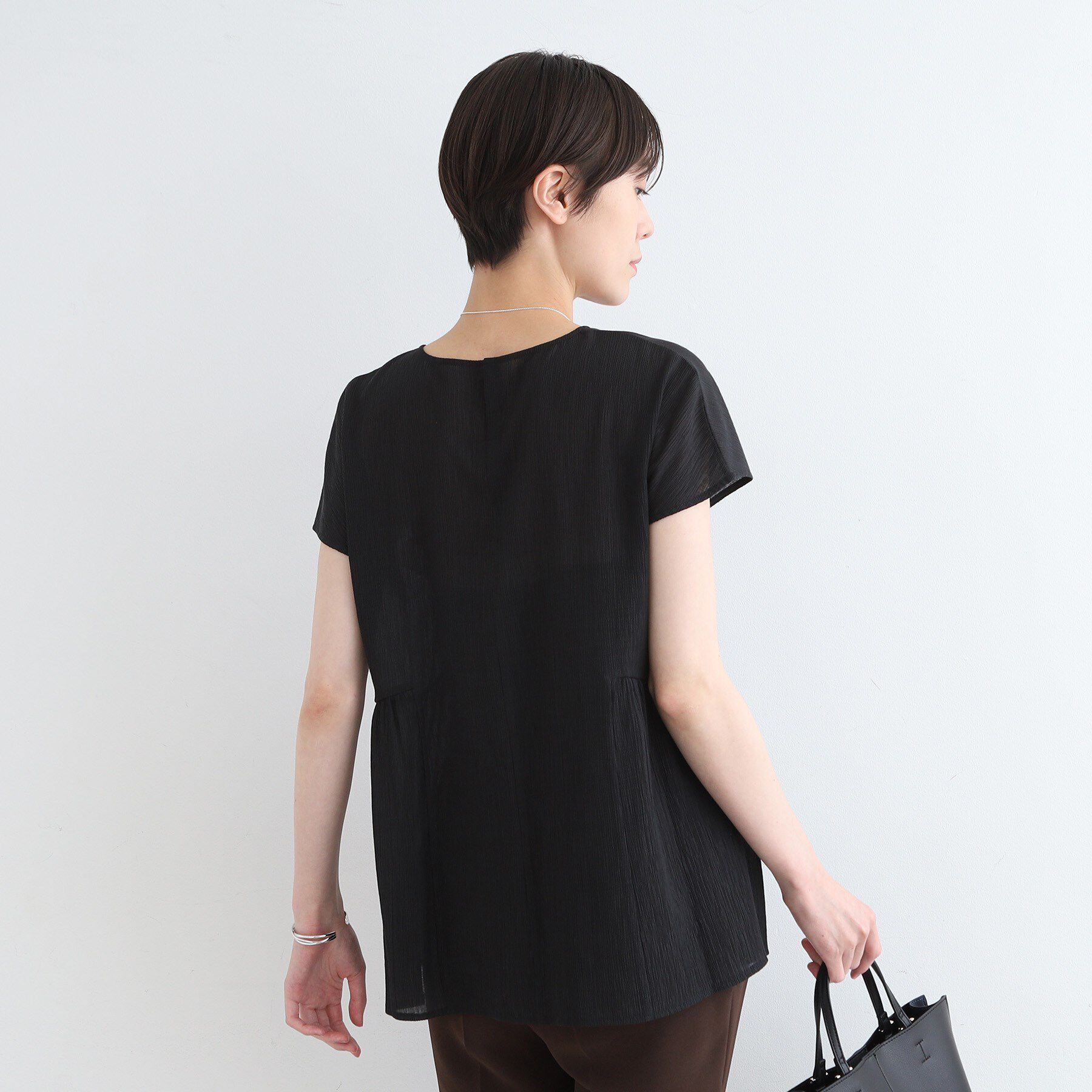 INDIVI「【洗える】ペプラム風デザインきれいめカットソー」|Tシャツ・カットソー|