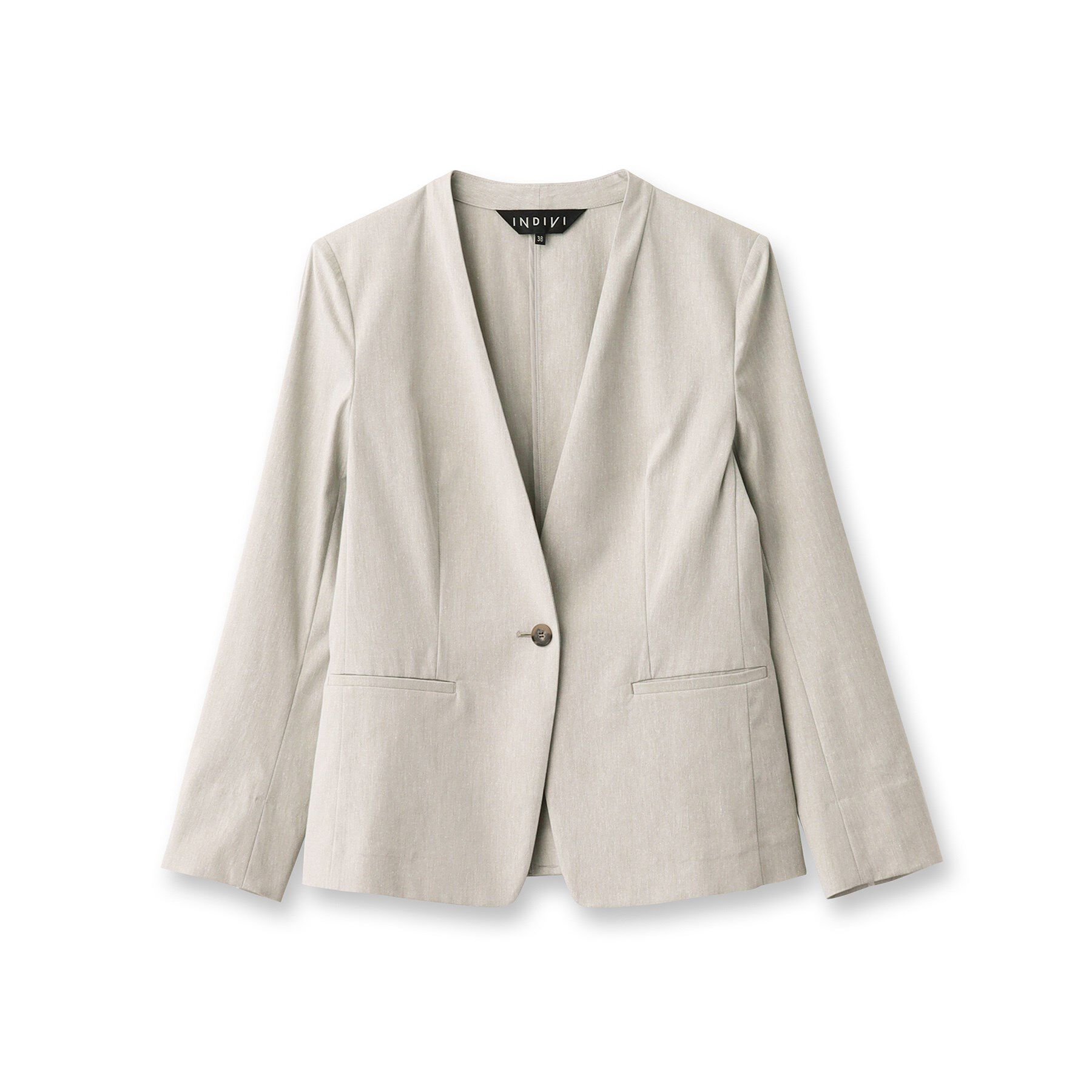 INDIVI「【洗える／UVケア／接触冷感／SETUP可能】麻混ノーカラージャケット」|スーツ|
