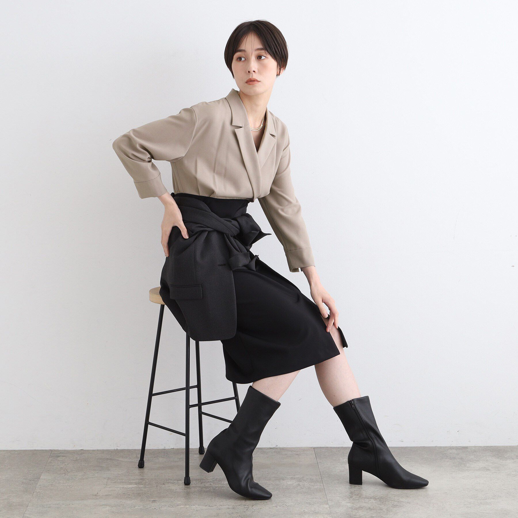 INDIVI「【洗える／日本製】ジャケットコンビワンピース」|ワンピース|