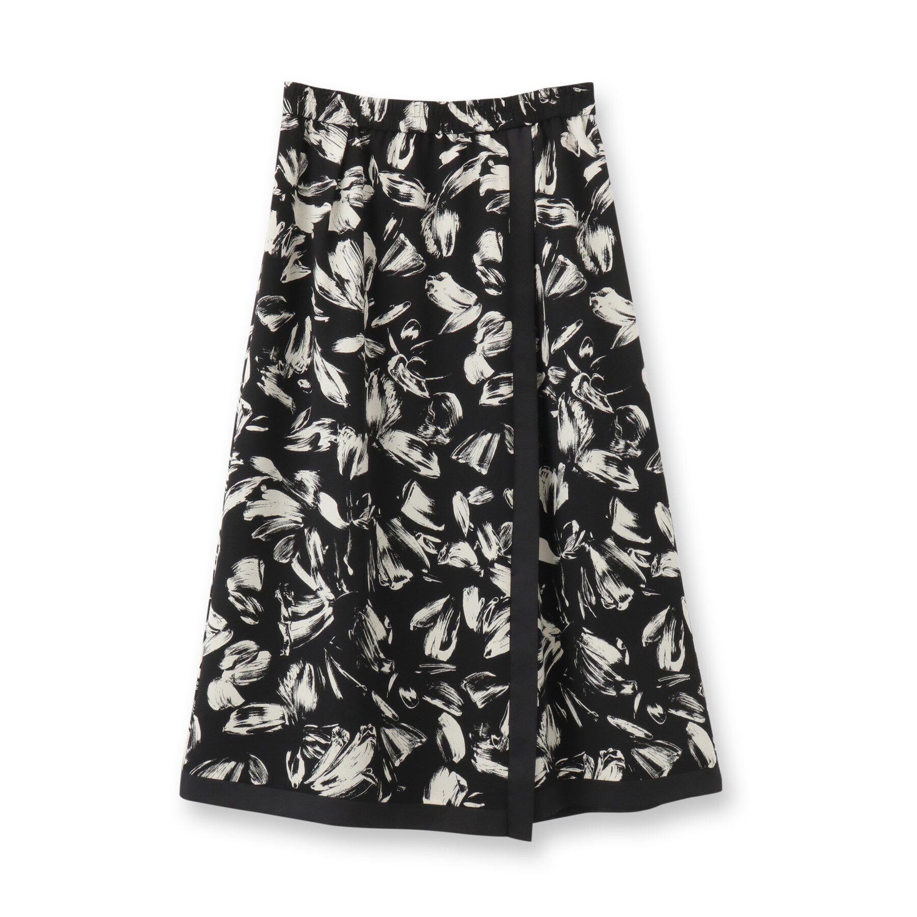 INDIVI「【洗える/日本製】ブラッシュドフラワー柄ラップ風スカート」|スカート|