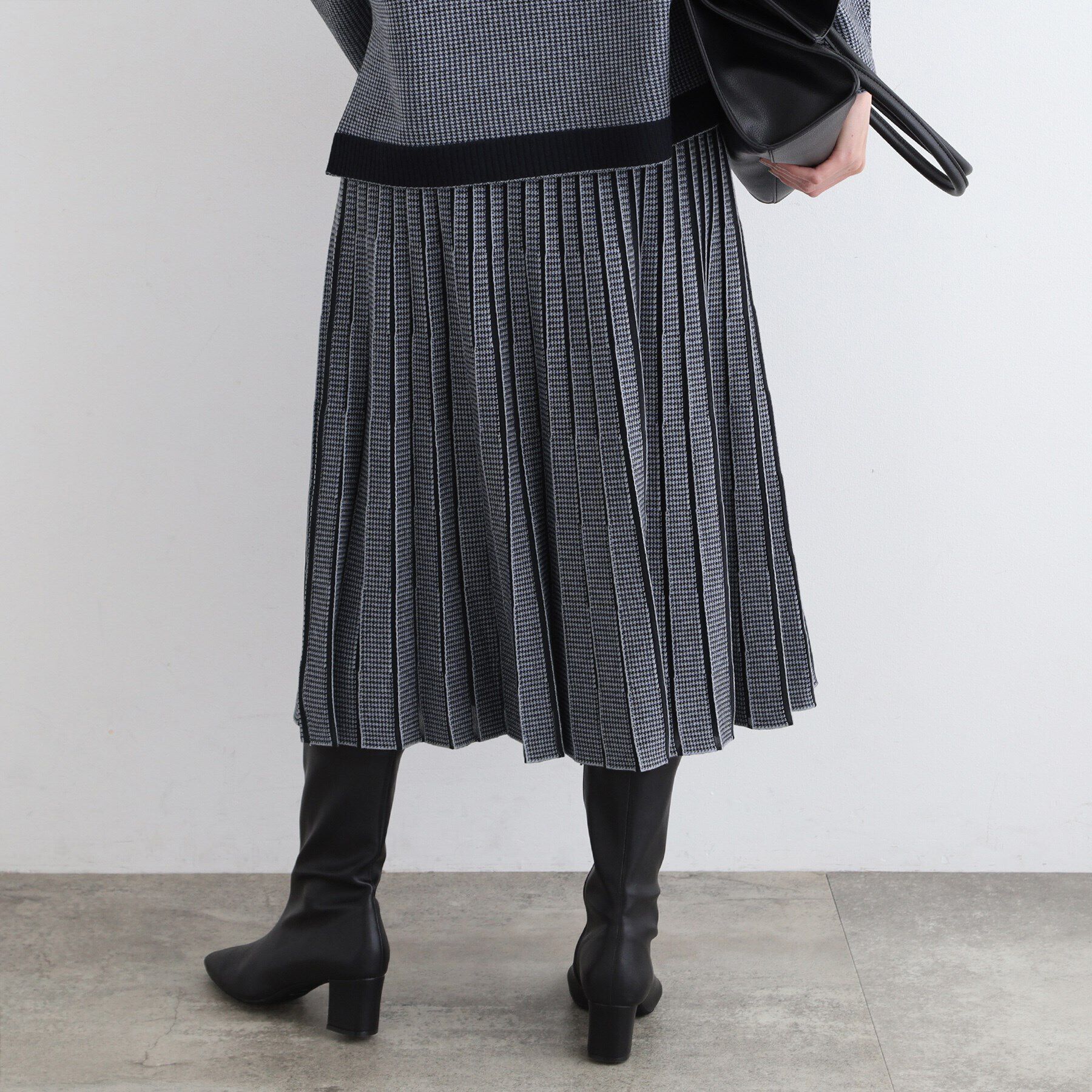 INDIVI「【洗える／SETUP可能】ジャカードニットプリーツスカート」|スカート|