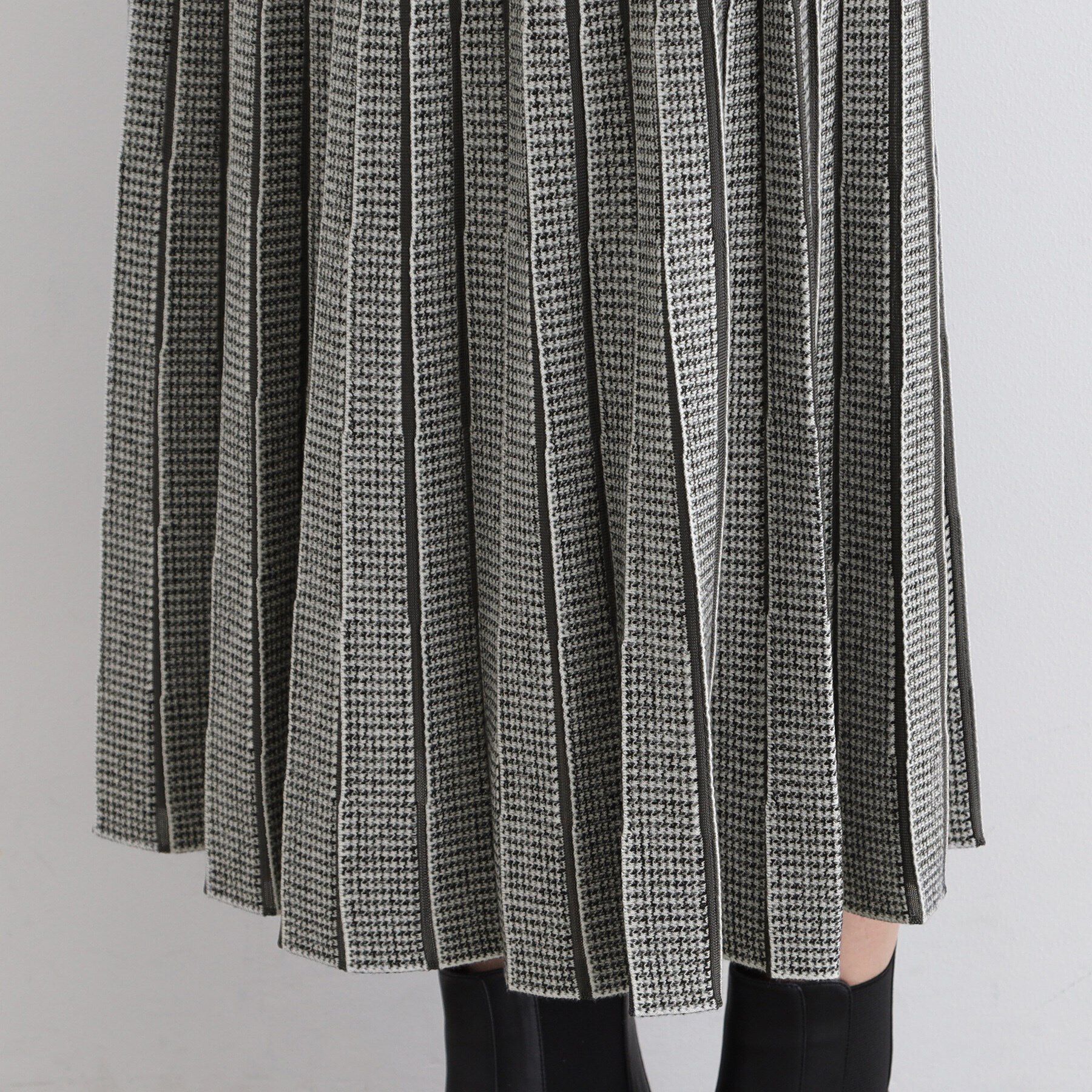 INDIVI「【洗える／SETUP可能】ジャカードニットプリーツスカート」|スカート|