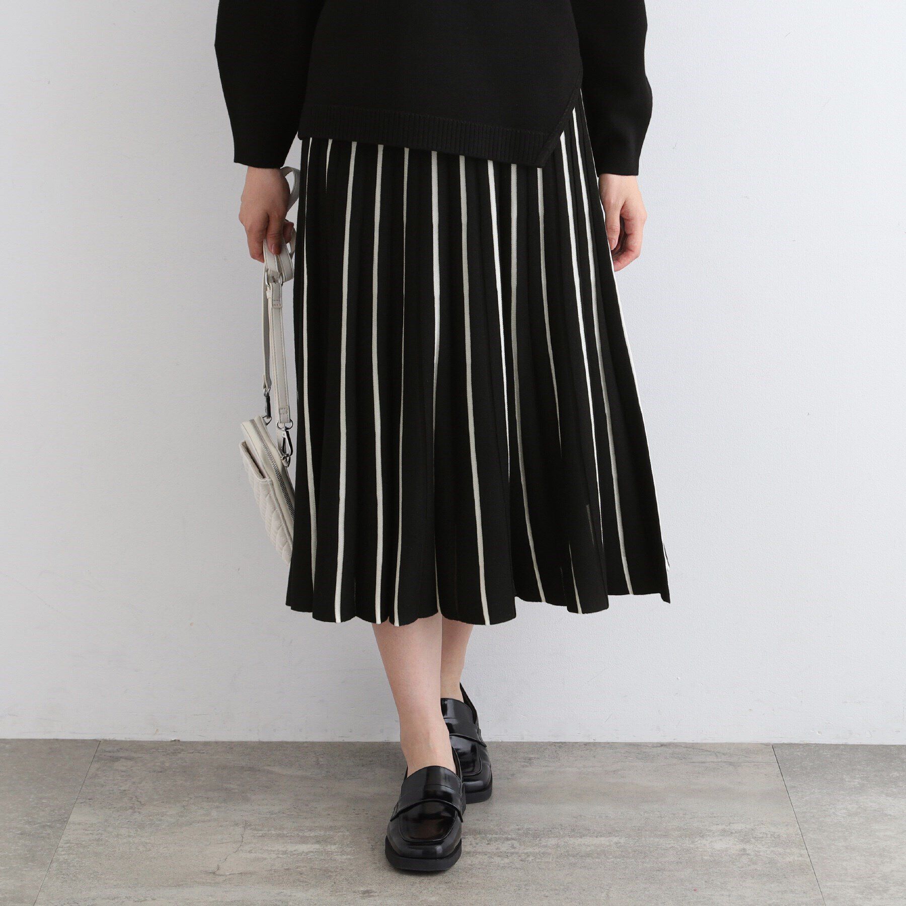 INDIVI「【洗える／SETUP可能】ジャカードニットプリーツスカート」|スカート|