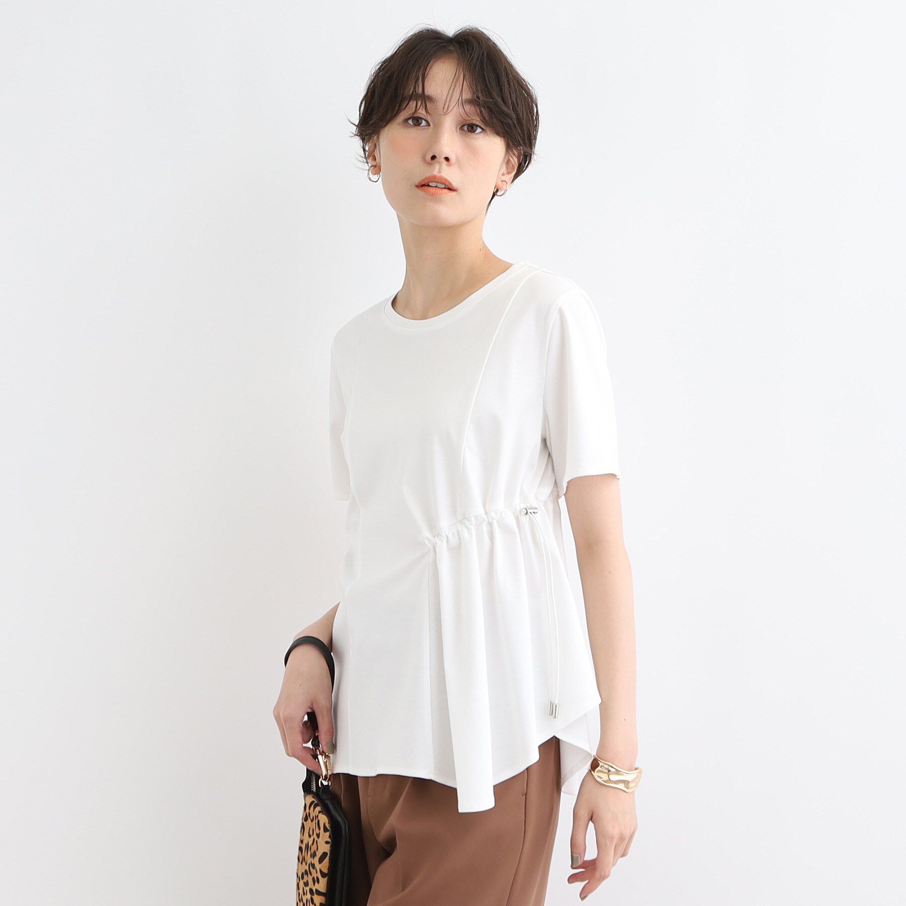 INDIVI「【洗える／トレンド】ドロストデザインTシャツ」|Tシャツ・カットソー|