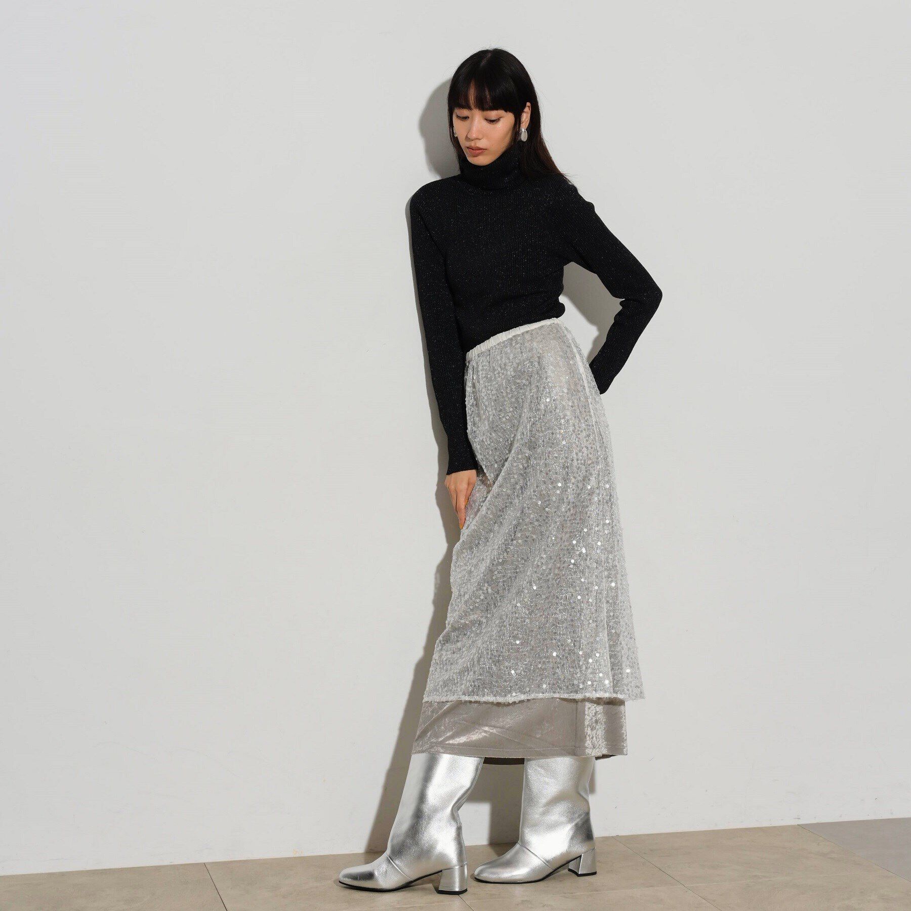 GALLEST「ラメリブタートルニット」|ニット・セーター|