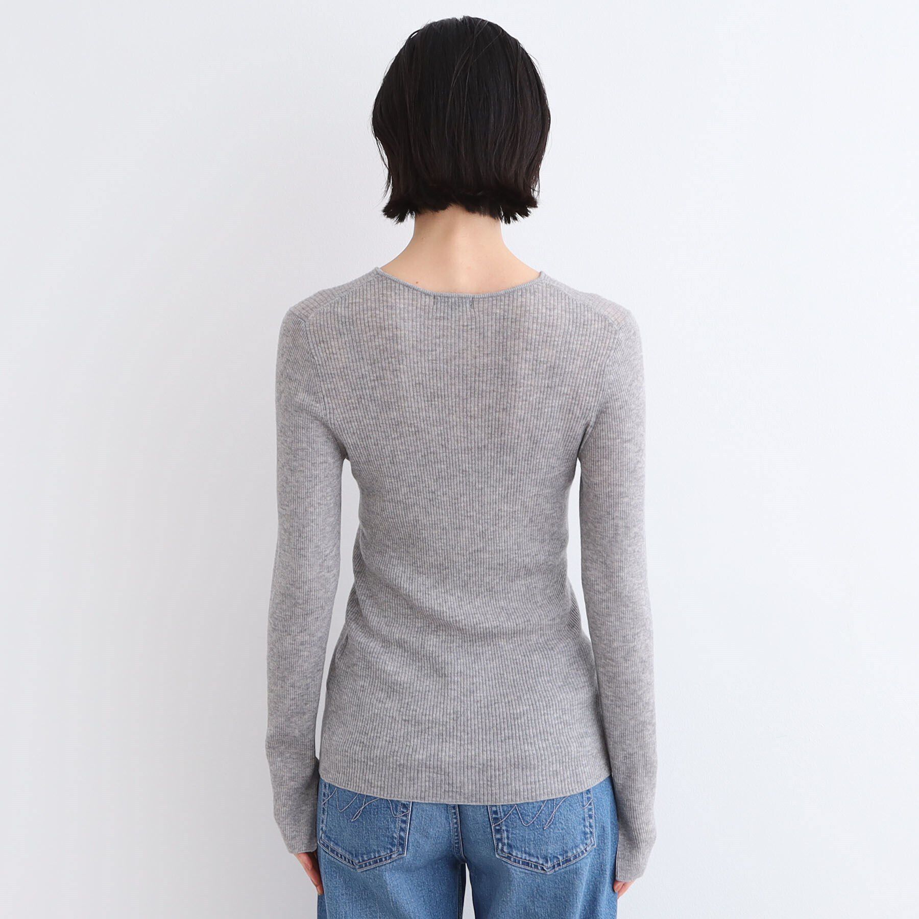 INDIVI「【洗える／ウール混／シアーラメ】ラウンドネックニット」|ニット・セーター|