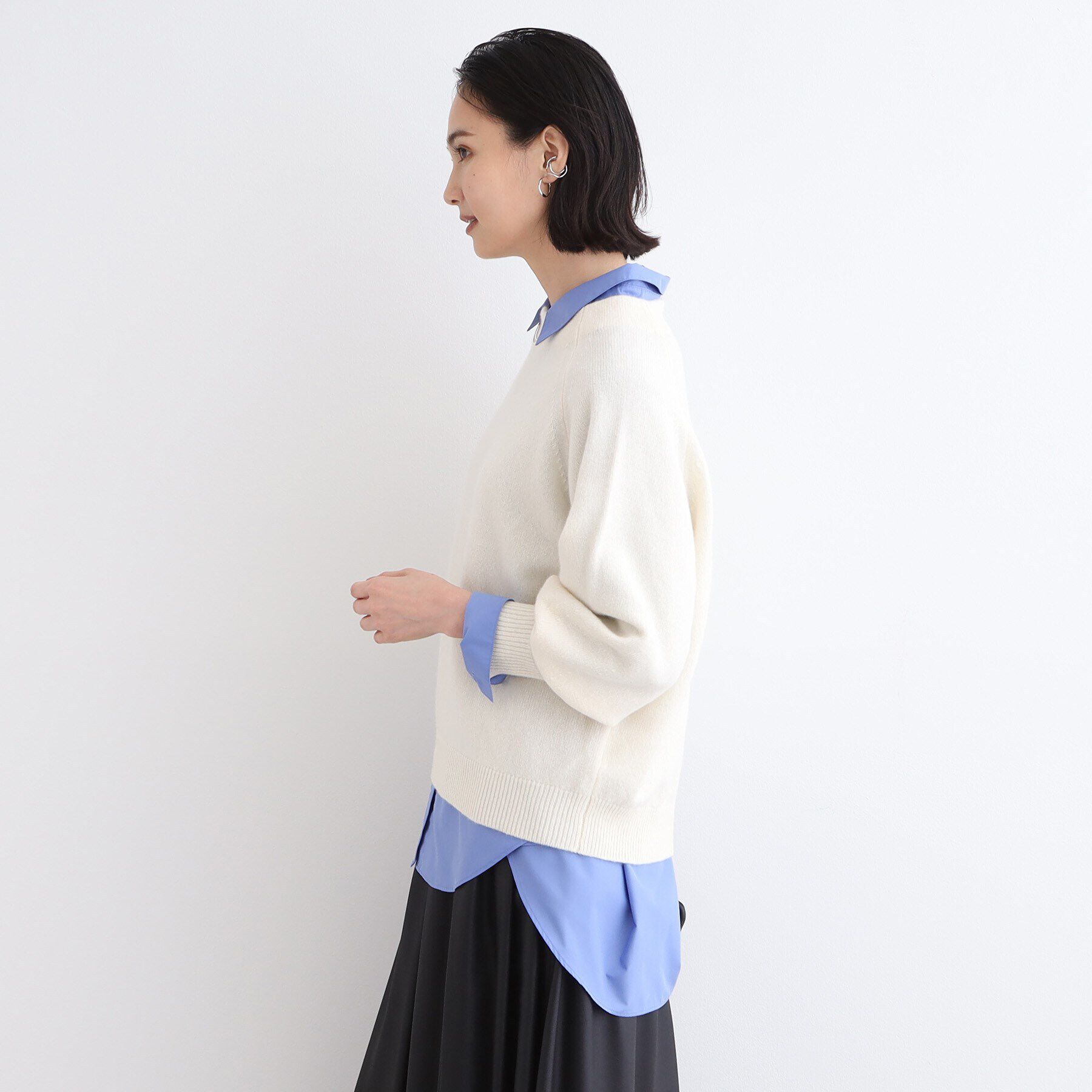 INDIVI「【カシミヤ混】ボリュームスリーブ ボトルネックニット」|ニット・セーター|