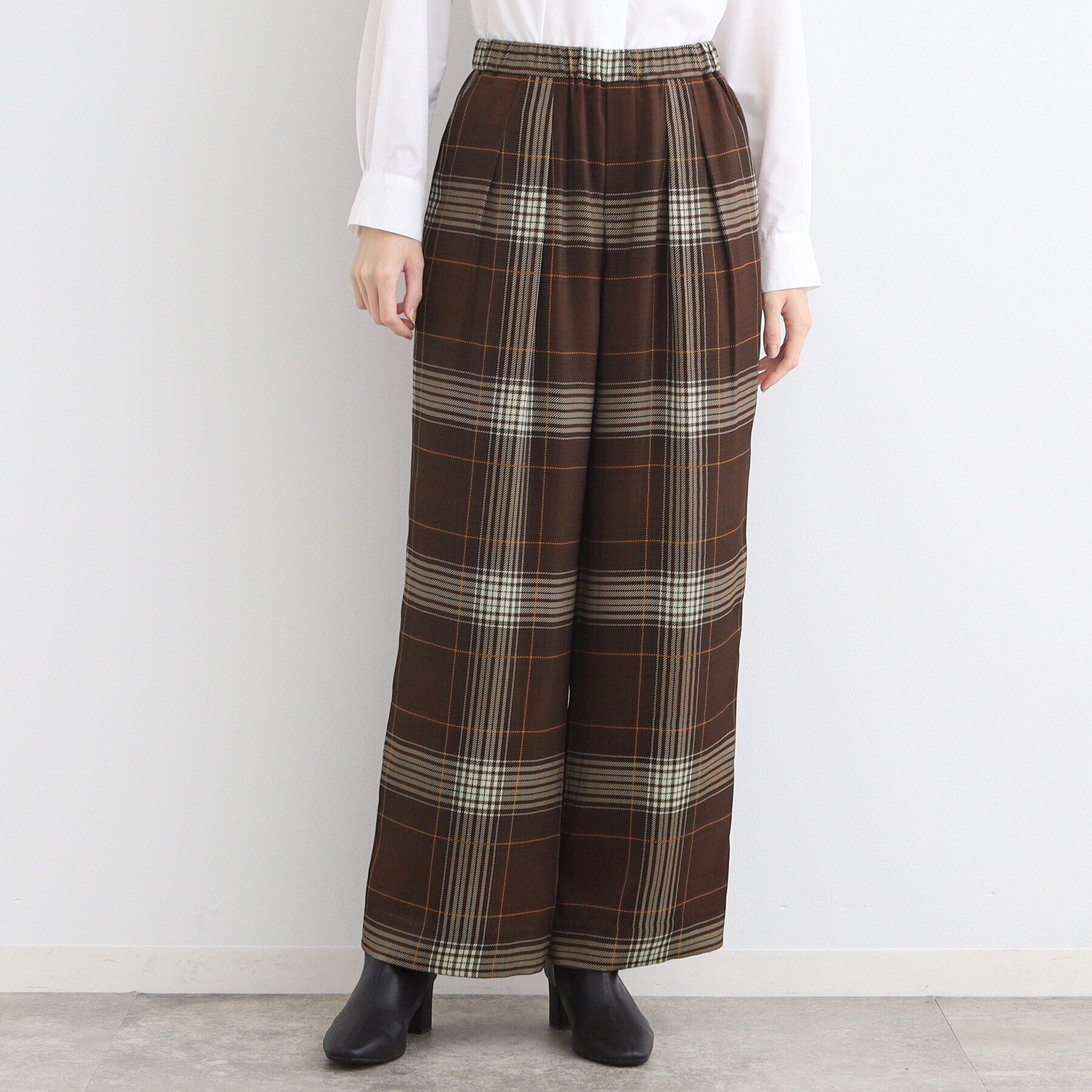 INDIVI「【洗える／ウエストゴム】グラデーションチェックパンツ」|その他|