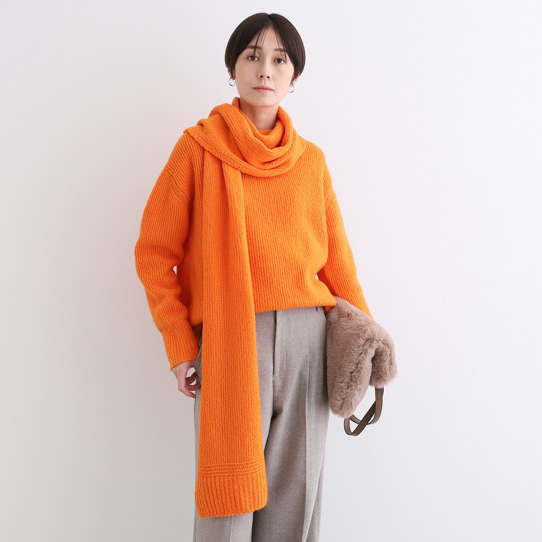 INDIVI「【ウール混／ブークレ】ループヤーン ニットマフラー」|ストール|