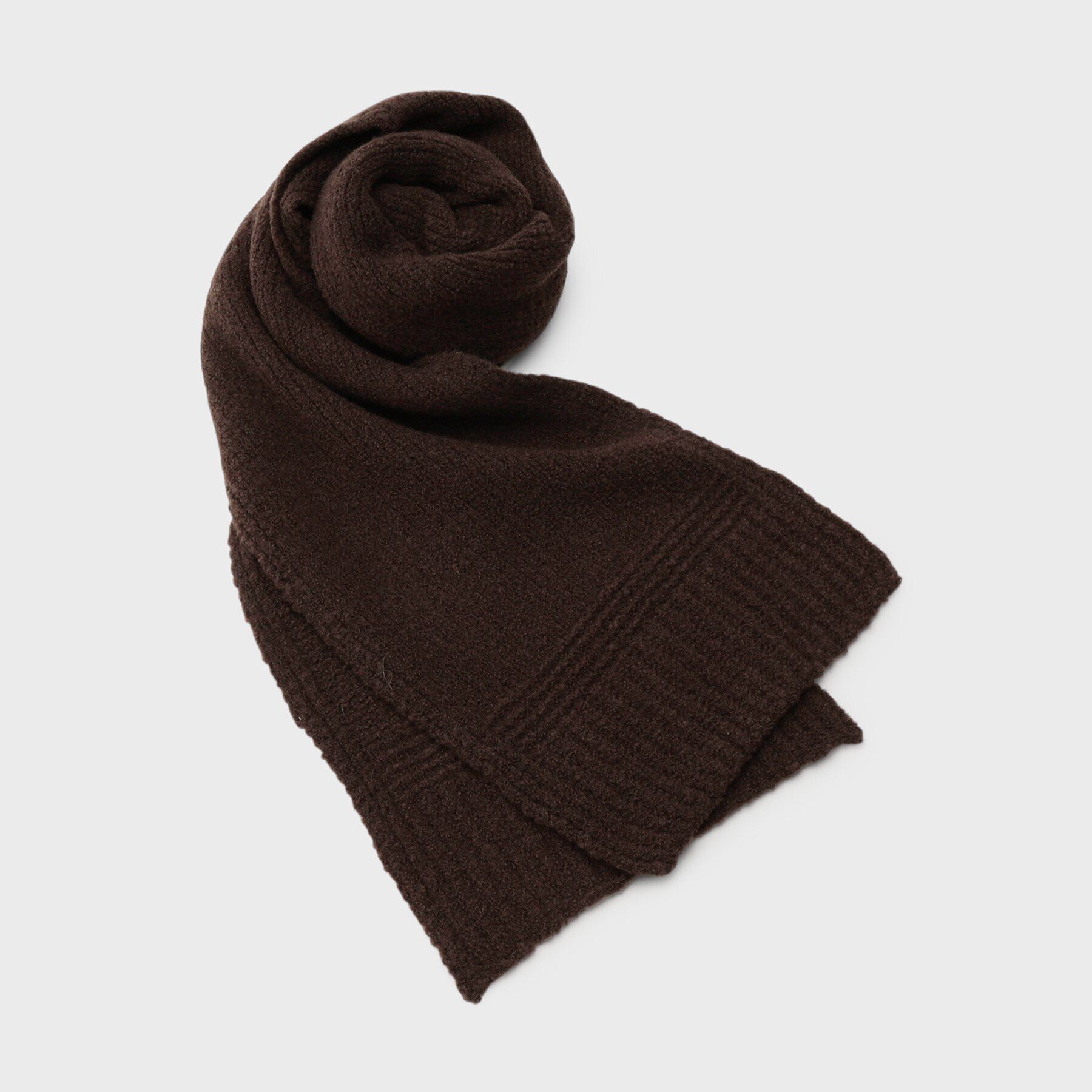 INDIVI「【ウール混／ブークレ】ループヤーン ニットマフラー」|ストール|ブラウン(044)