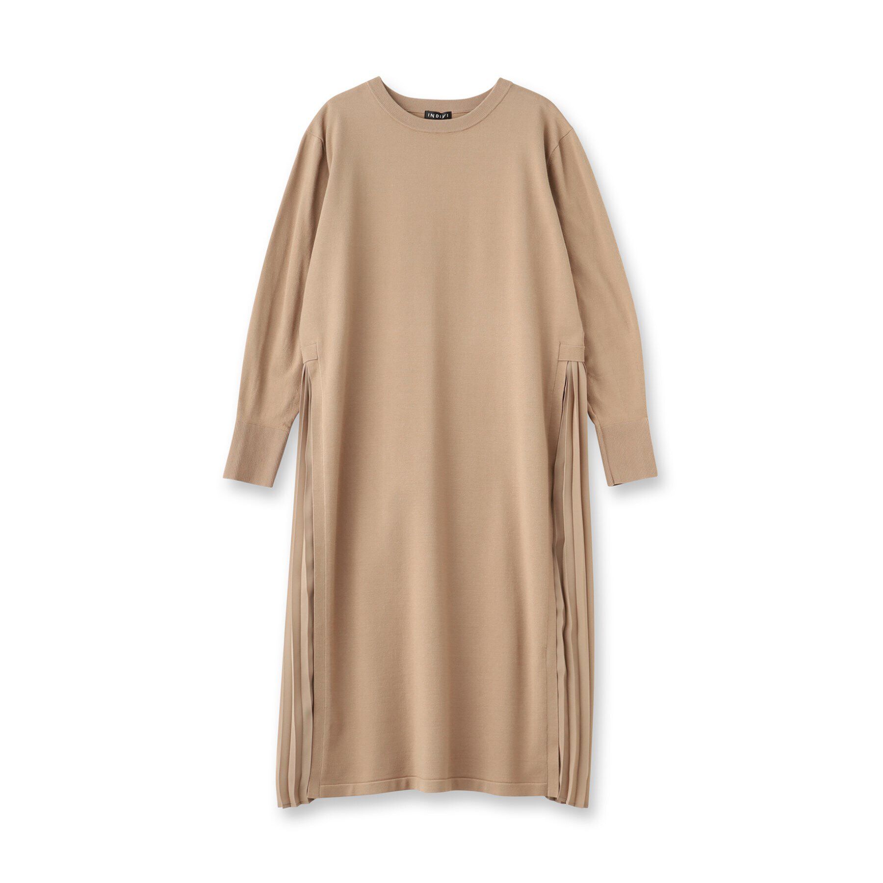 INDIVI「【洗える】サイドプリーツニットワンピース」|ワンピース|