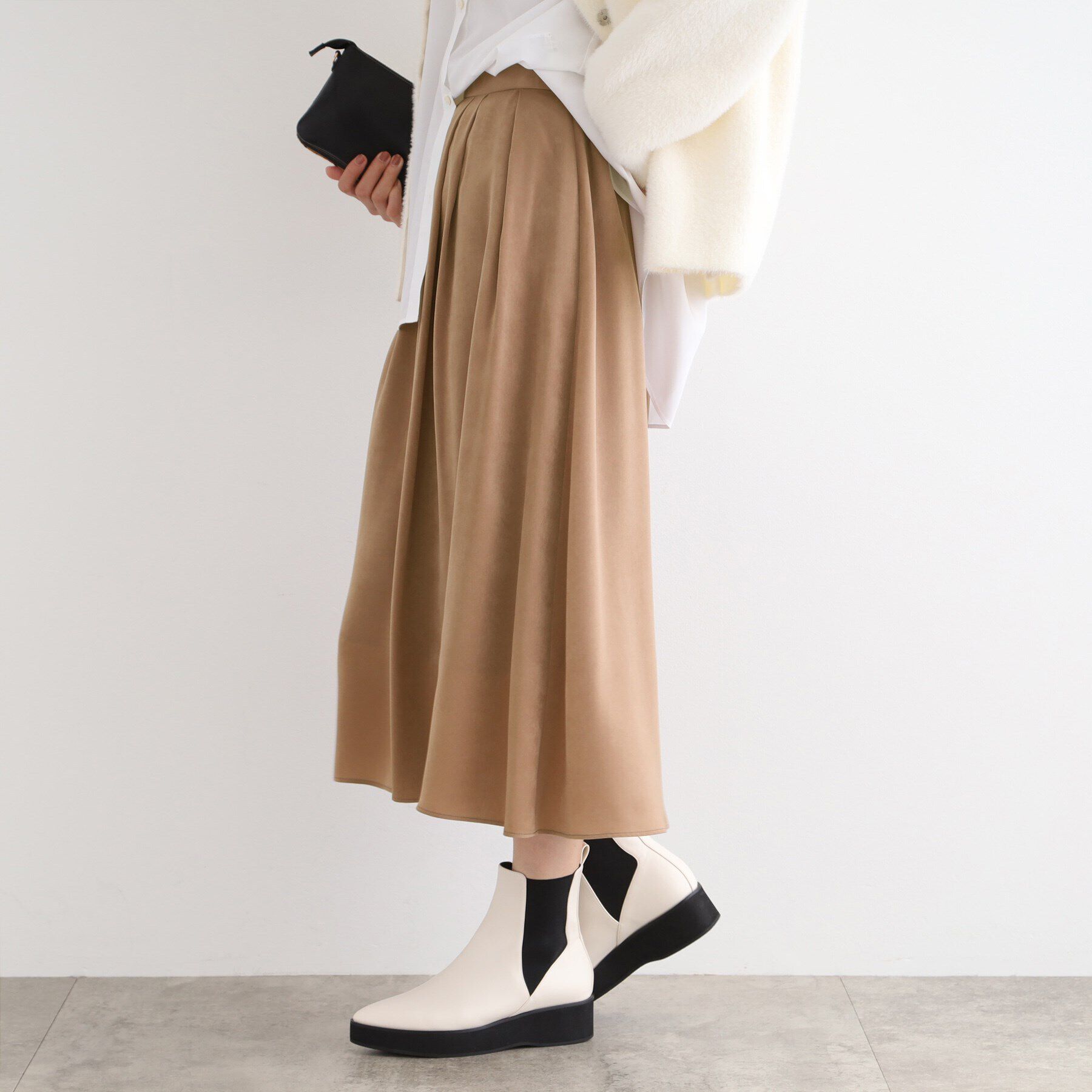 INDIVI「【洗える／UVケア】スエード調サテンタックスカート」|スカート|