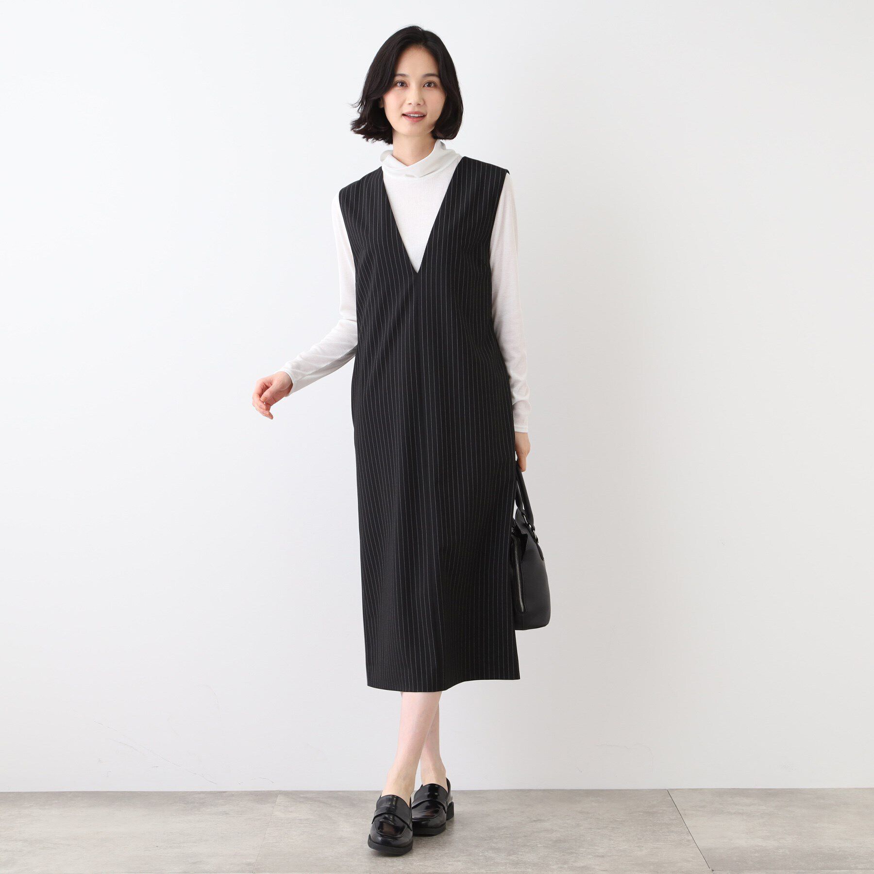 INDIVI「【洗える】ウールライクジャンパースカート」|ワンピース|